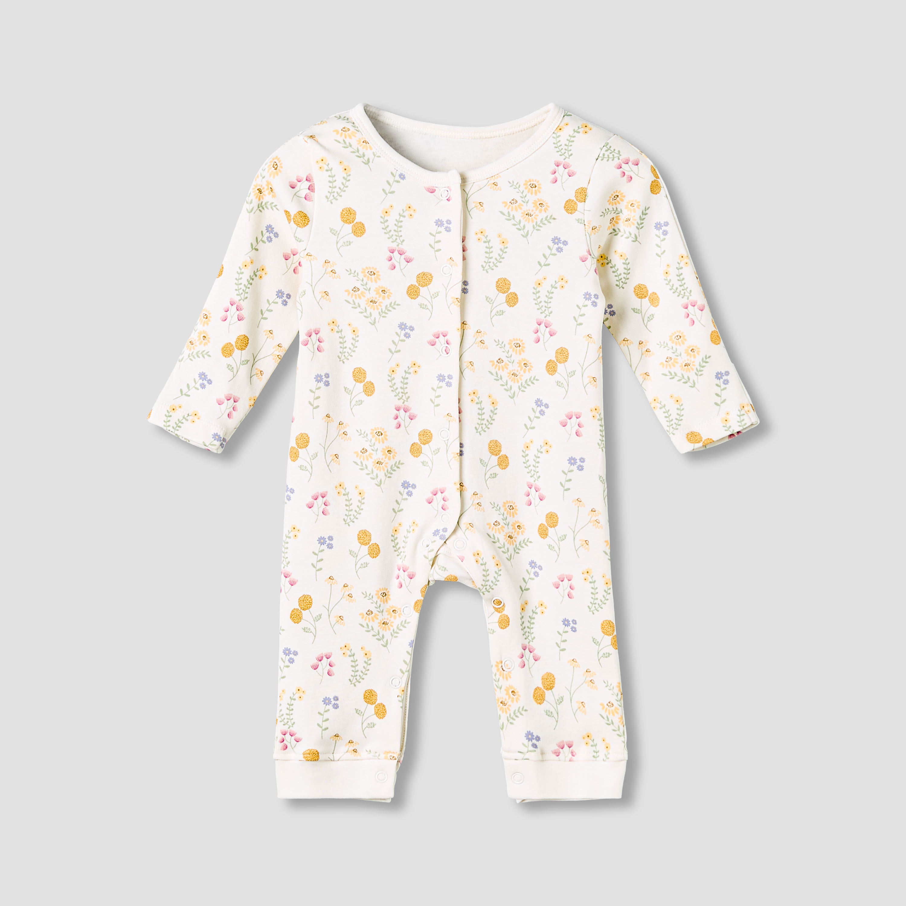 Pack of 3 Juniors Cotton Round Neck Long Sleeve Sleepsuit with Snap Button Closure-baby-girls-clothing-nightwear-sleepsuits-image-4
