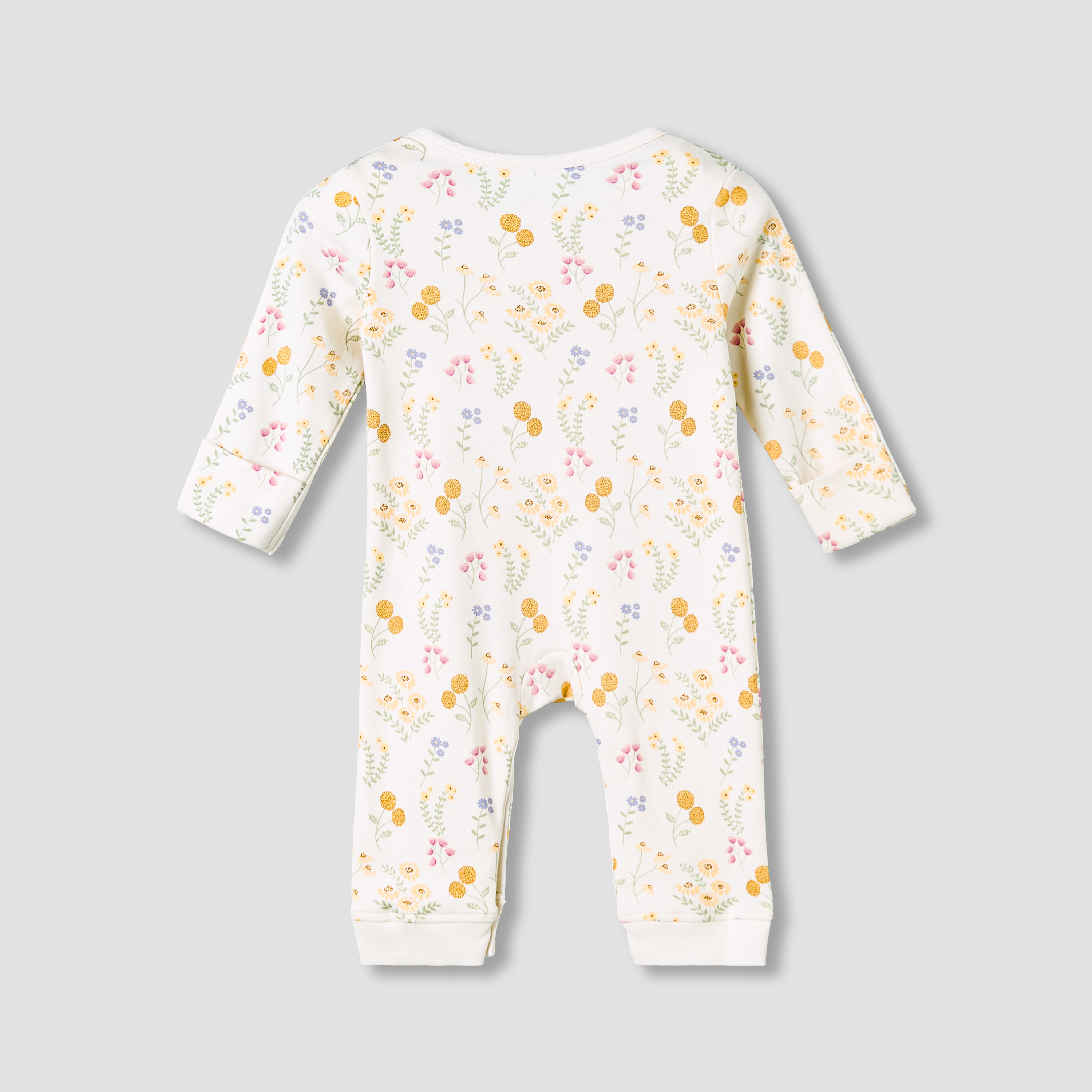 Pack of 3 Juniors Cotton Round Neck Long Sleeve Sleepsuit with Snap Button Closure-baby-girls-clothing-nightwear-sleepsuits-image-7