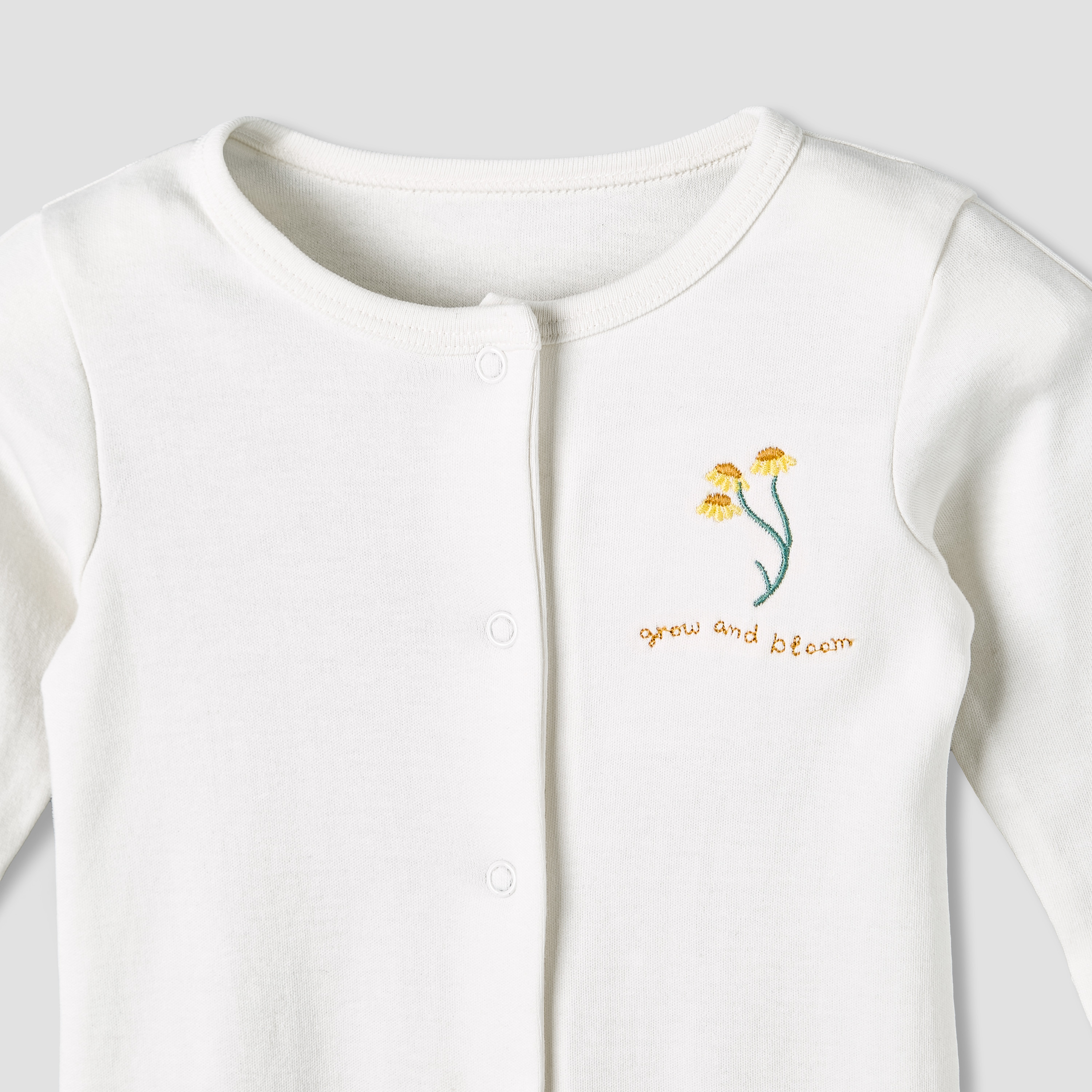 Pack of 3 Juniors Cotton Round Neck Long Sleeve Sleepsuit with Snap Button Closure-baby-girls-clothing-nightwear-sleepsuits-image-9