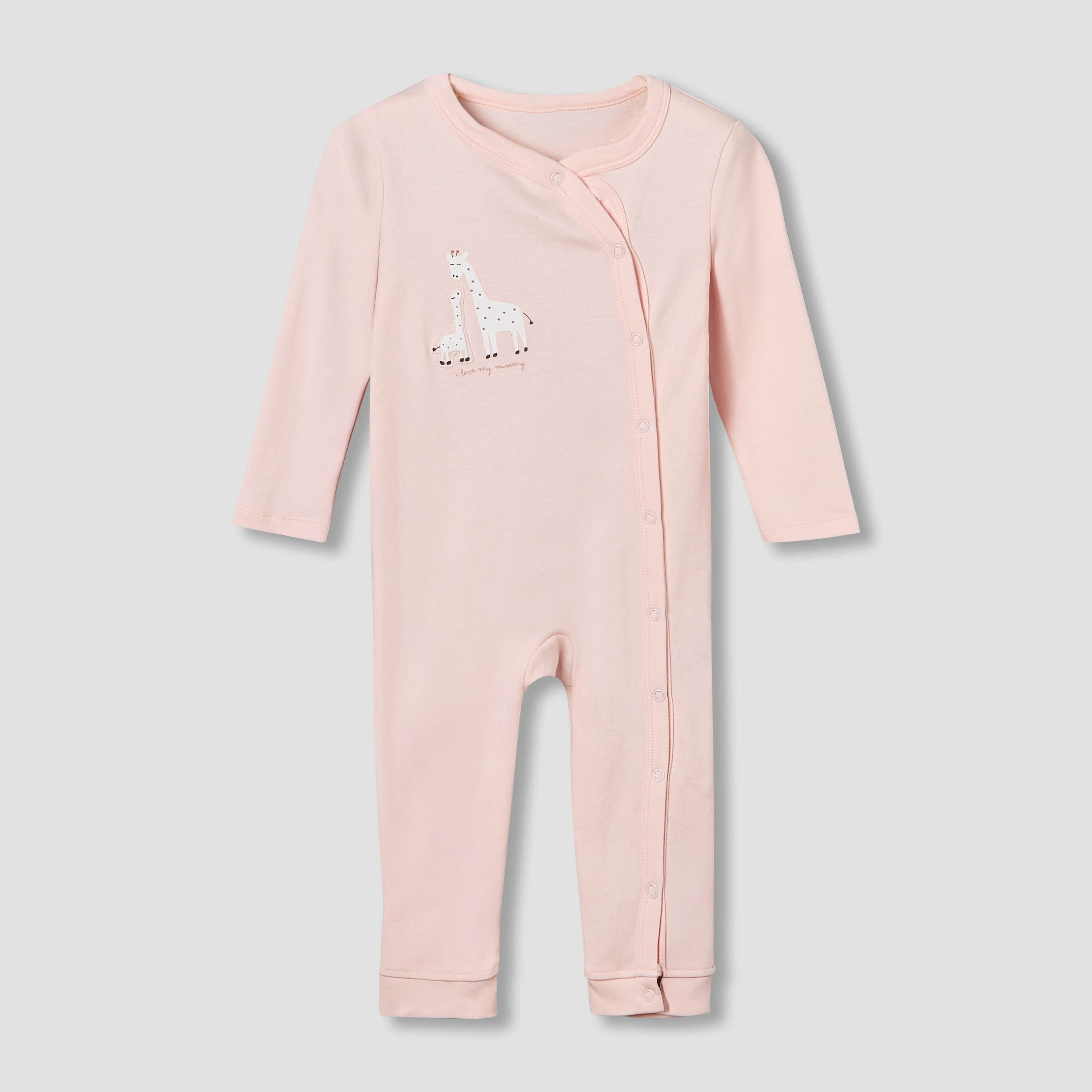 بدلة نوم قطن بياقة مستديرة وأكمام طويلة وطبعات زرافة من جونيورز - طقم من 3 قطع-baby-girls-clothing-nightwear-sleepsuits-image-3