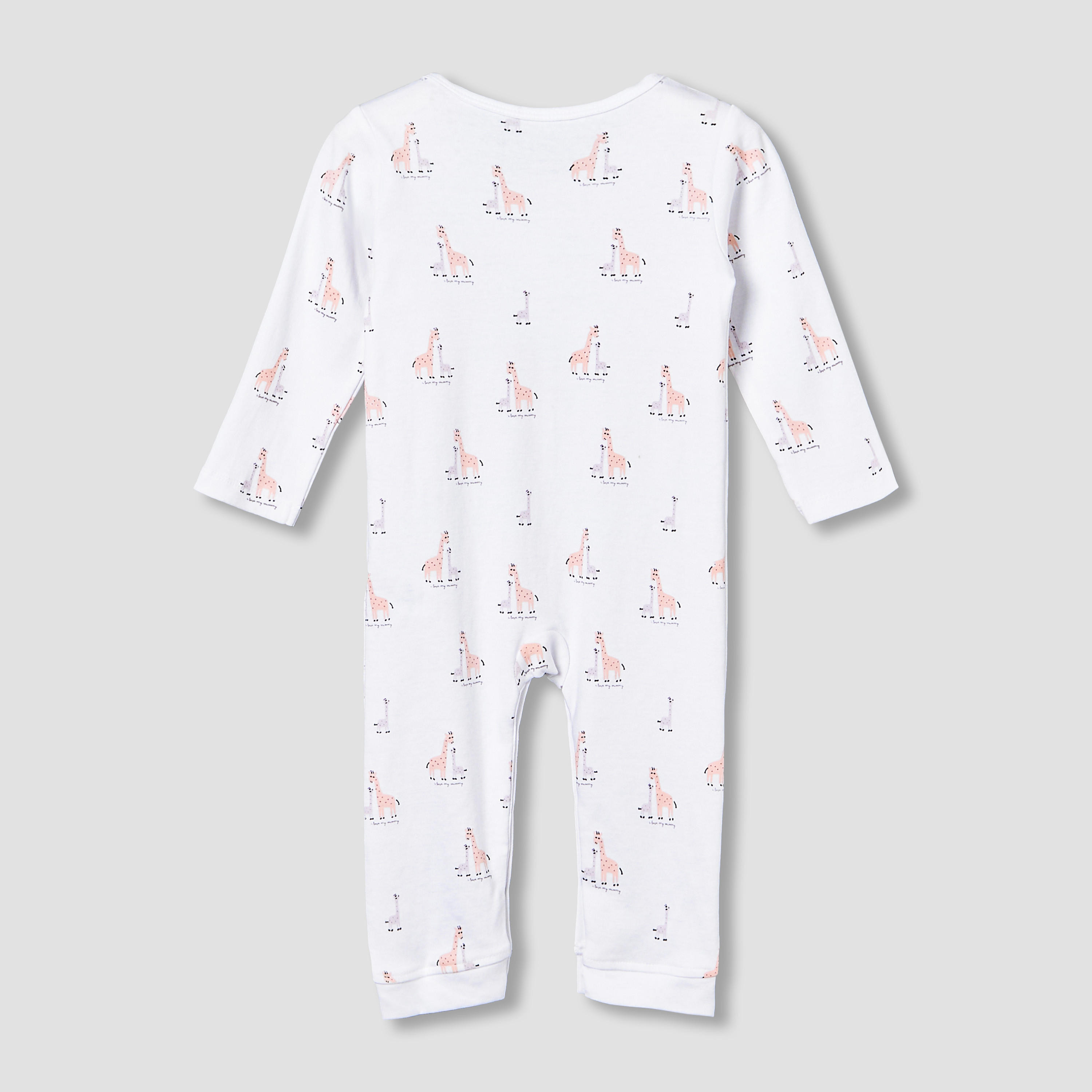 بدلة نوم قطن بياقة مستديرة وأكمام طويلة وطبعات زرافة من جونيورز - طقم من 3 قطع-baby-girls-clothing-nightwear-sleepsuits-image-8