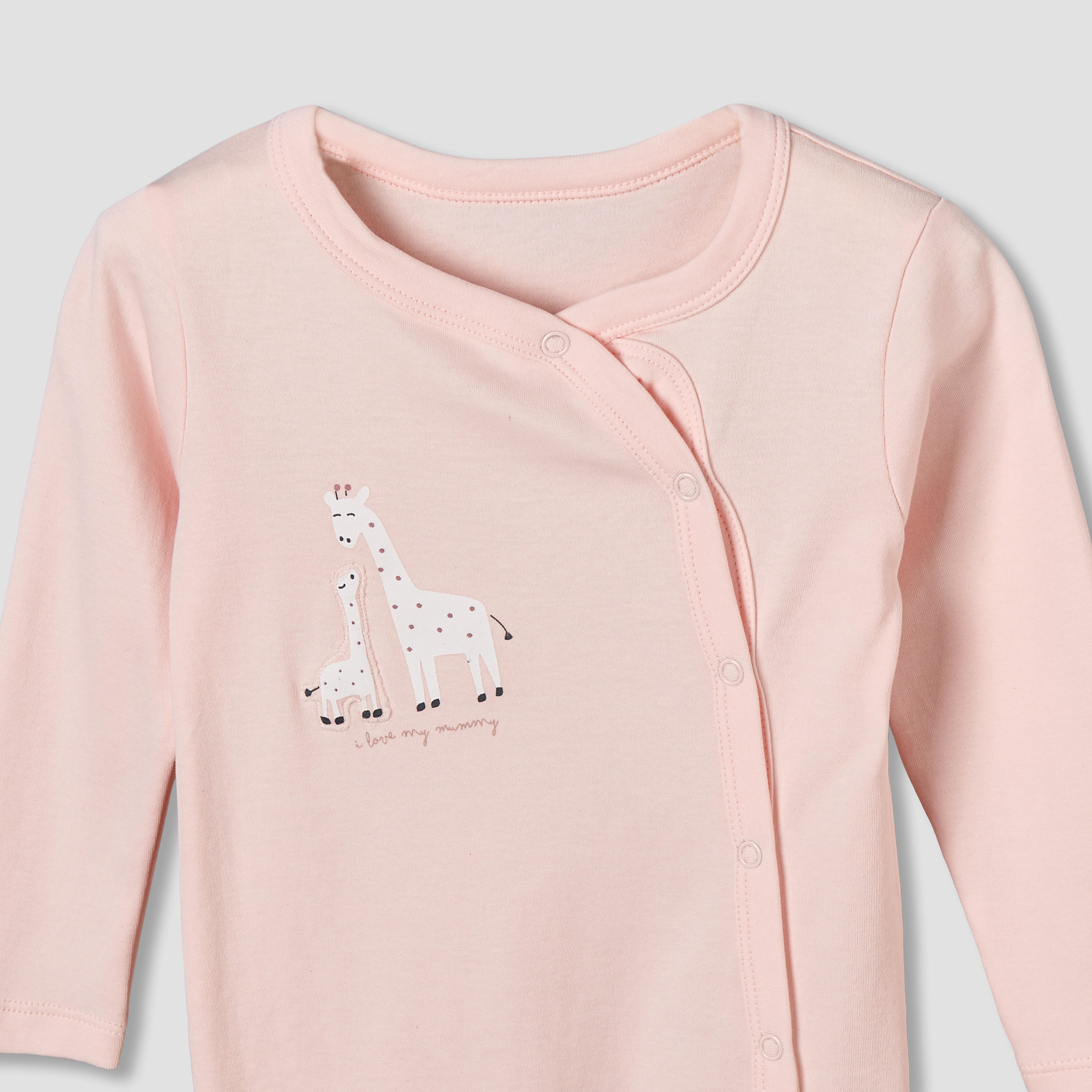 بدلة نوم قطن بياقة مستديرة وأكمام طويلة وطبعات زرافة من جونيورز - طقم من 3 قطع-baby-girls-clothing-nightwear-sleepsuits-image-9