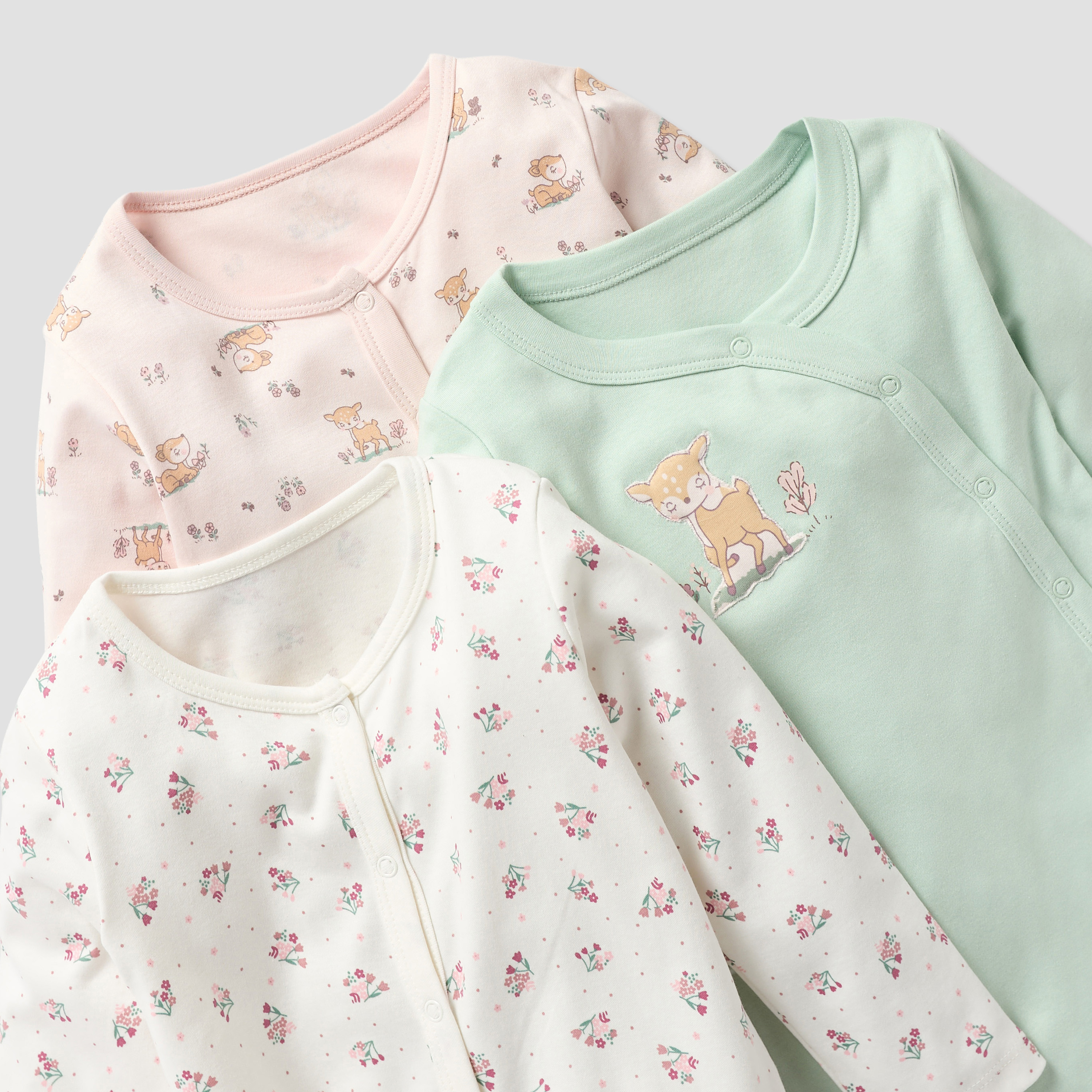 Juniors Printed Sleepsuit with Button Closure and Long Sleeves - Set of 3-cpbaby-clothing-girls-multipacks-image-5