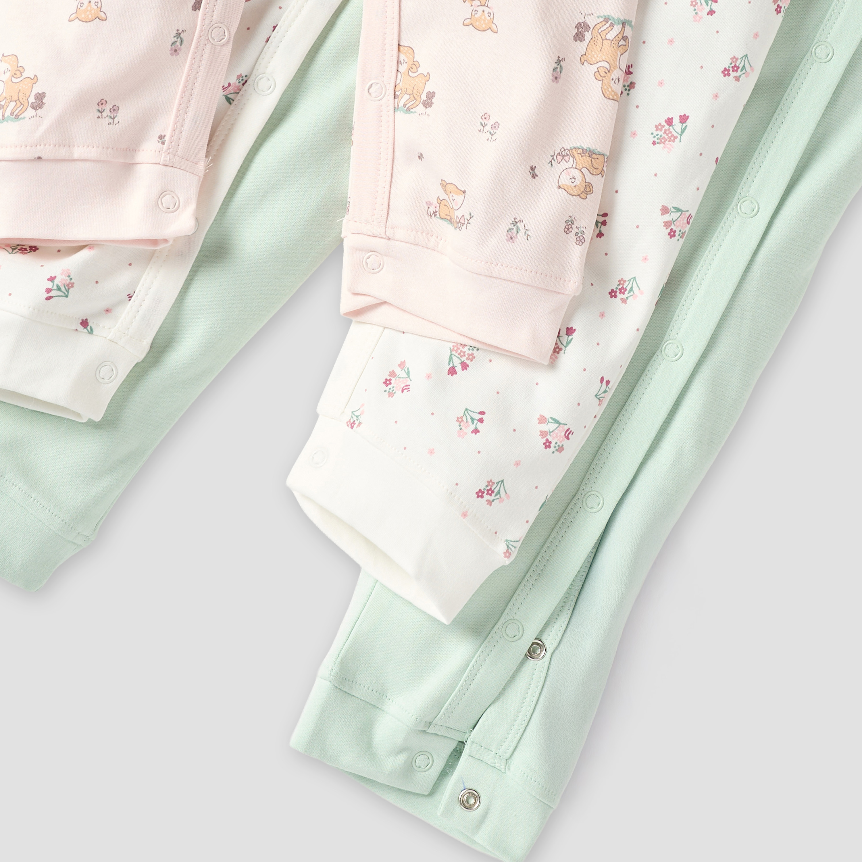 Juniors Printed Sleepsuit with Button Closure and Long Sleeves - Set of 3-cpbaby-clothing-girls-multipacks-image-6