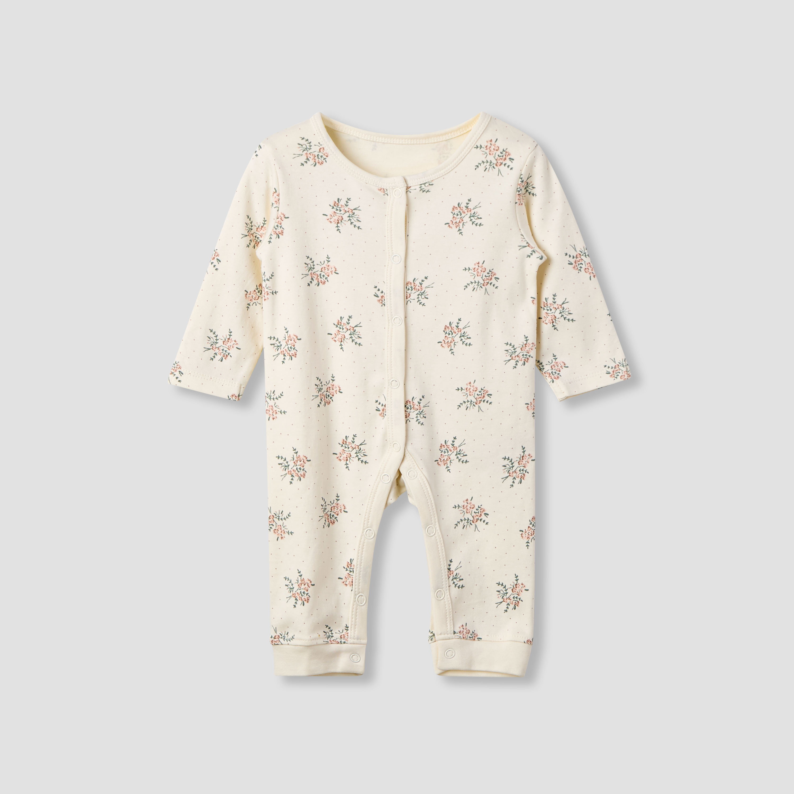Juniors Floral Print Sleepsuit with Long Sleeves - Set of 3-baby-girls-clothing-nightwear-sleepsuits-image-3