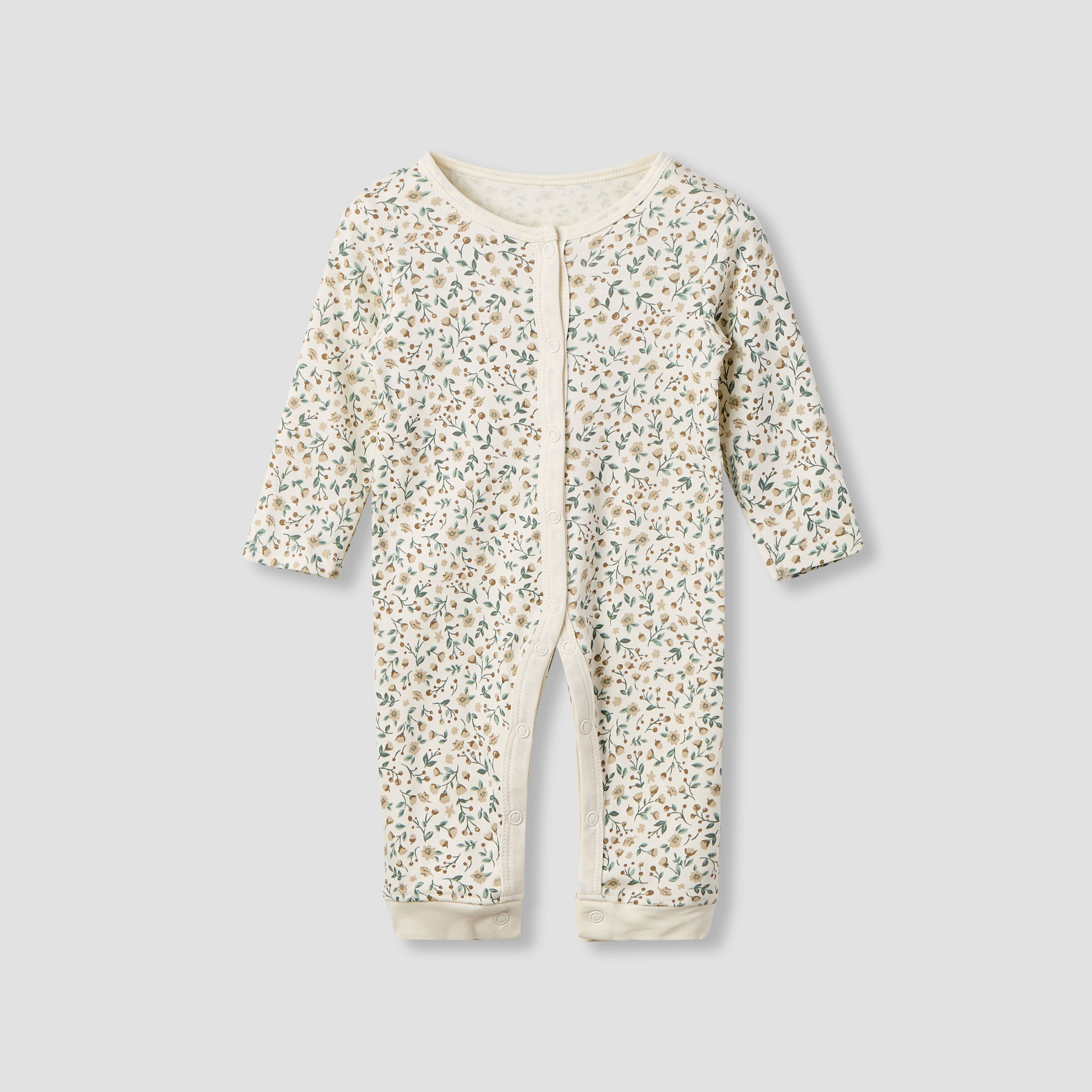 Juniors Floral Print Sleepsuit with Long Sleeves - Set of 3-baby-girls-clothing-nightwear-sleepsuits-image-4