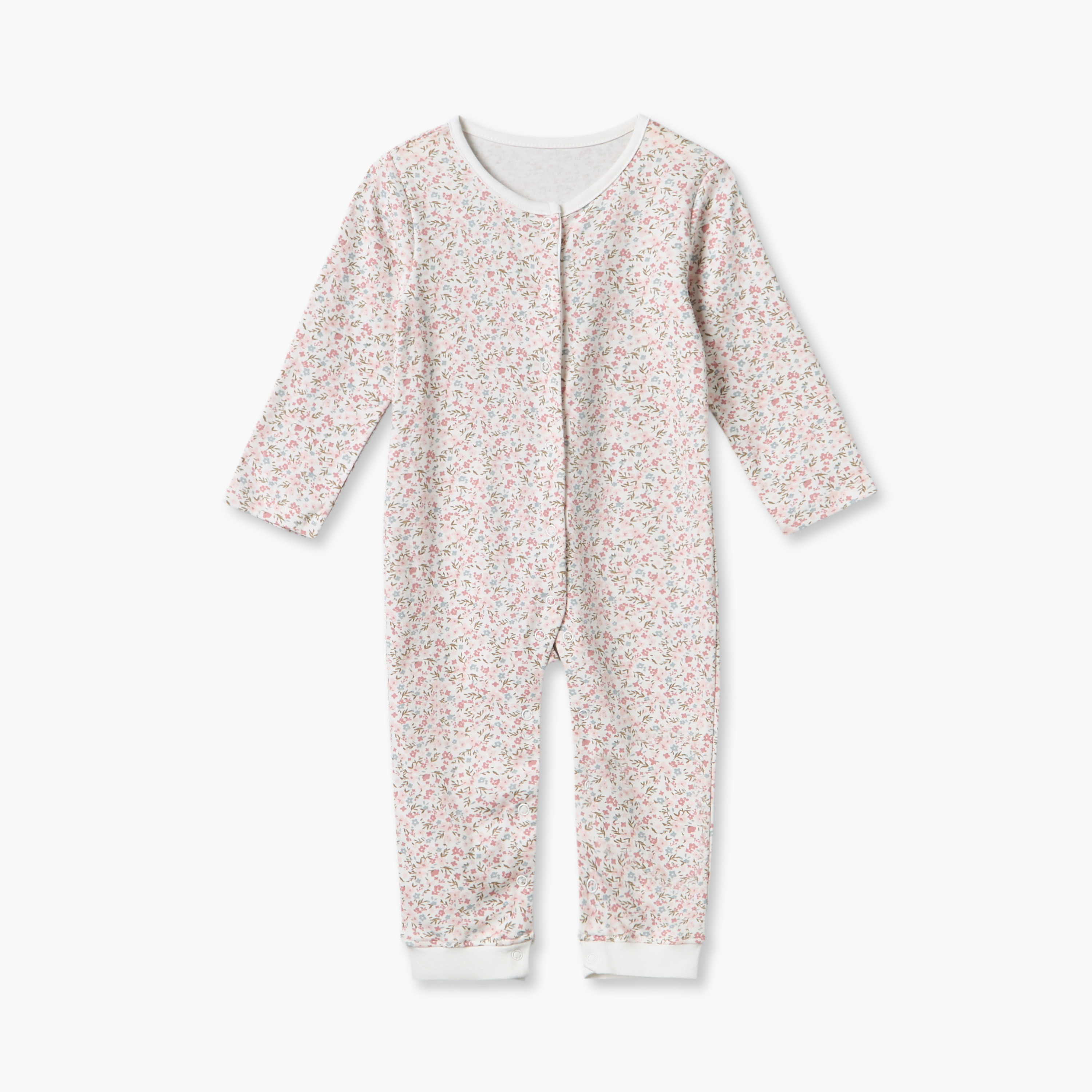 Pack of 3 Juniors Round Neck Long Sleeves Sleepsuit with Floral Print-baby-girls-clothing-nightwear-sleepsuits-image-2