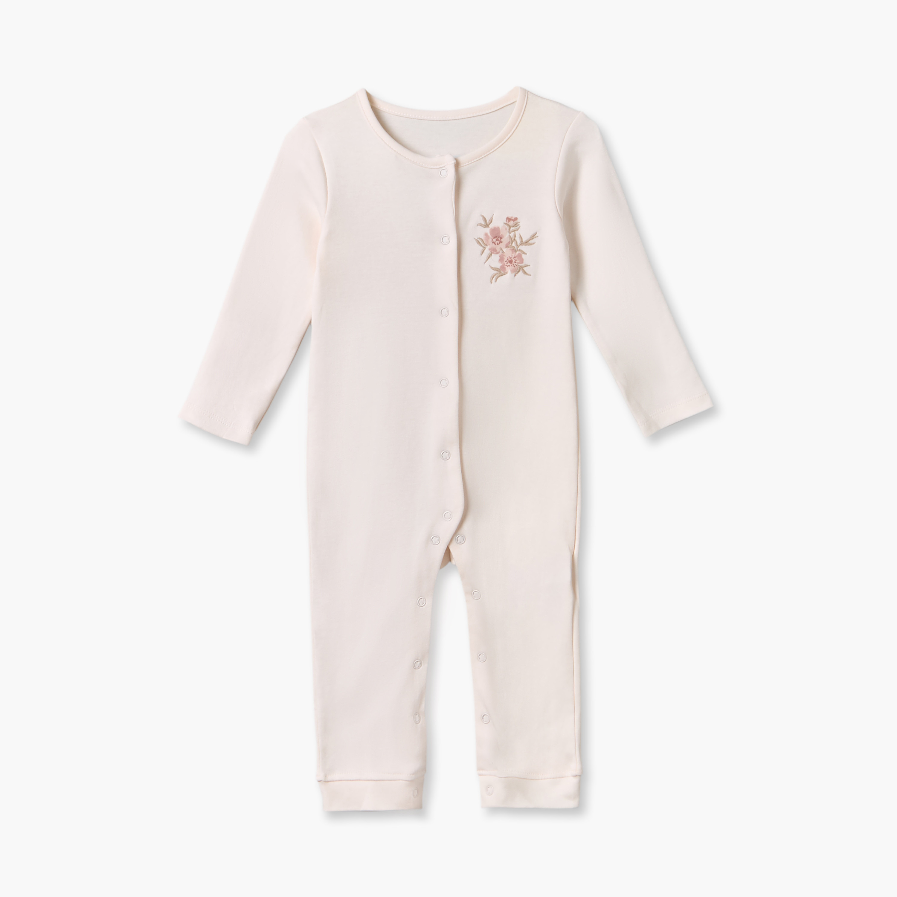 Pack of 3 Juniors Round Neck Long Sleeves Sleepsuit with Floral Print-baby-girls-clothing-nightwear-sleepsuits-image-3