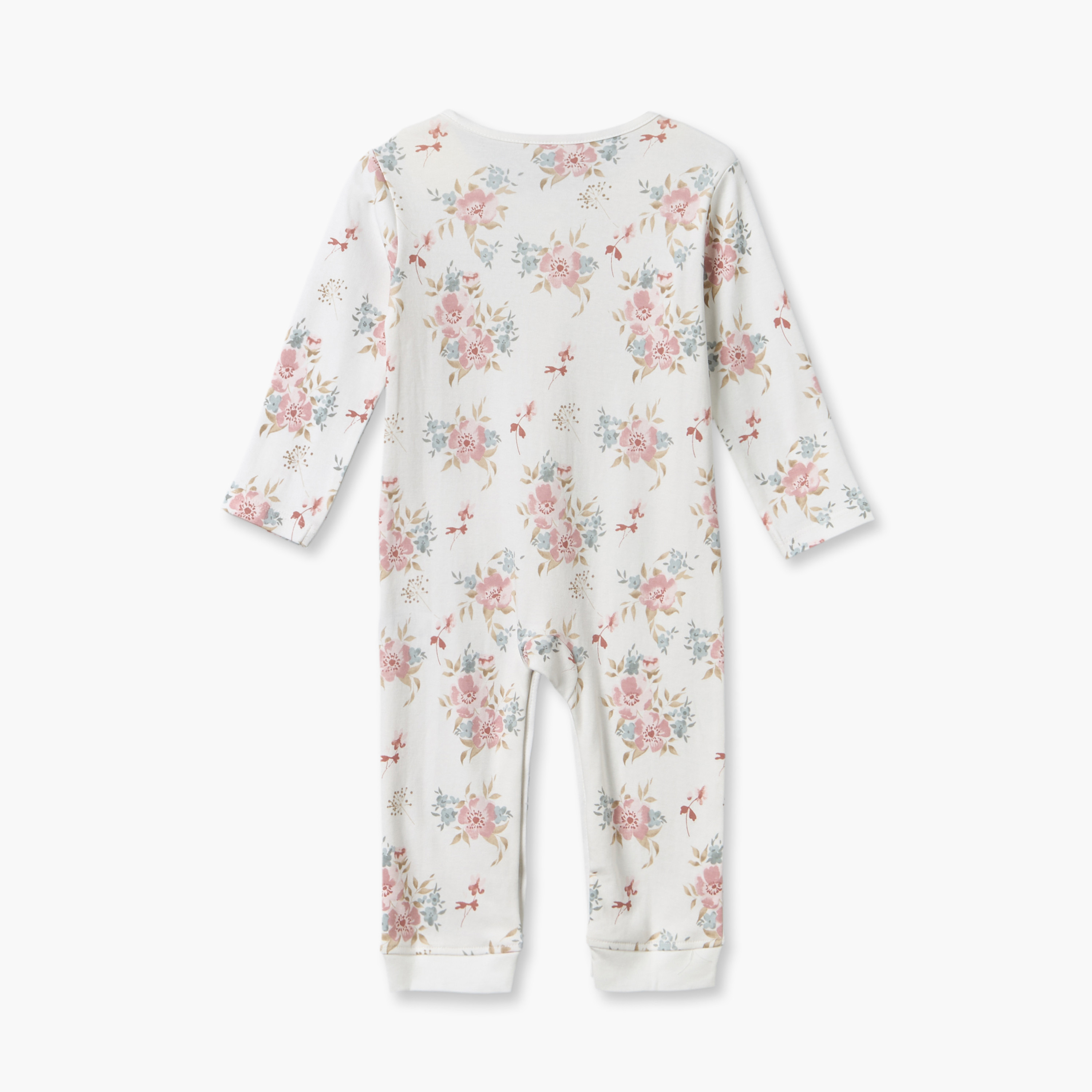 Pack of 3 Juniors Round Neck Long Sleeves Sleepsuit with Floral Print-baby-girls-clothing-nightwear-sleepsuits-image-5