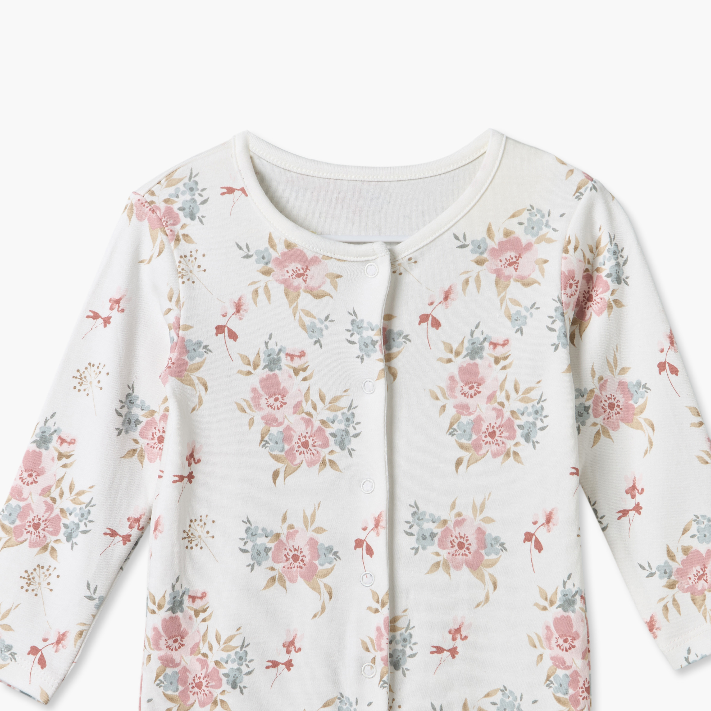 Pack of 3 Juniors Round Neck Long Sleeves Sleepsuit with Floral Print-baby-girls-clothing-nightwear-sleepsuits-image-6