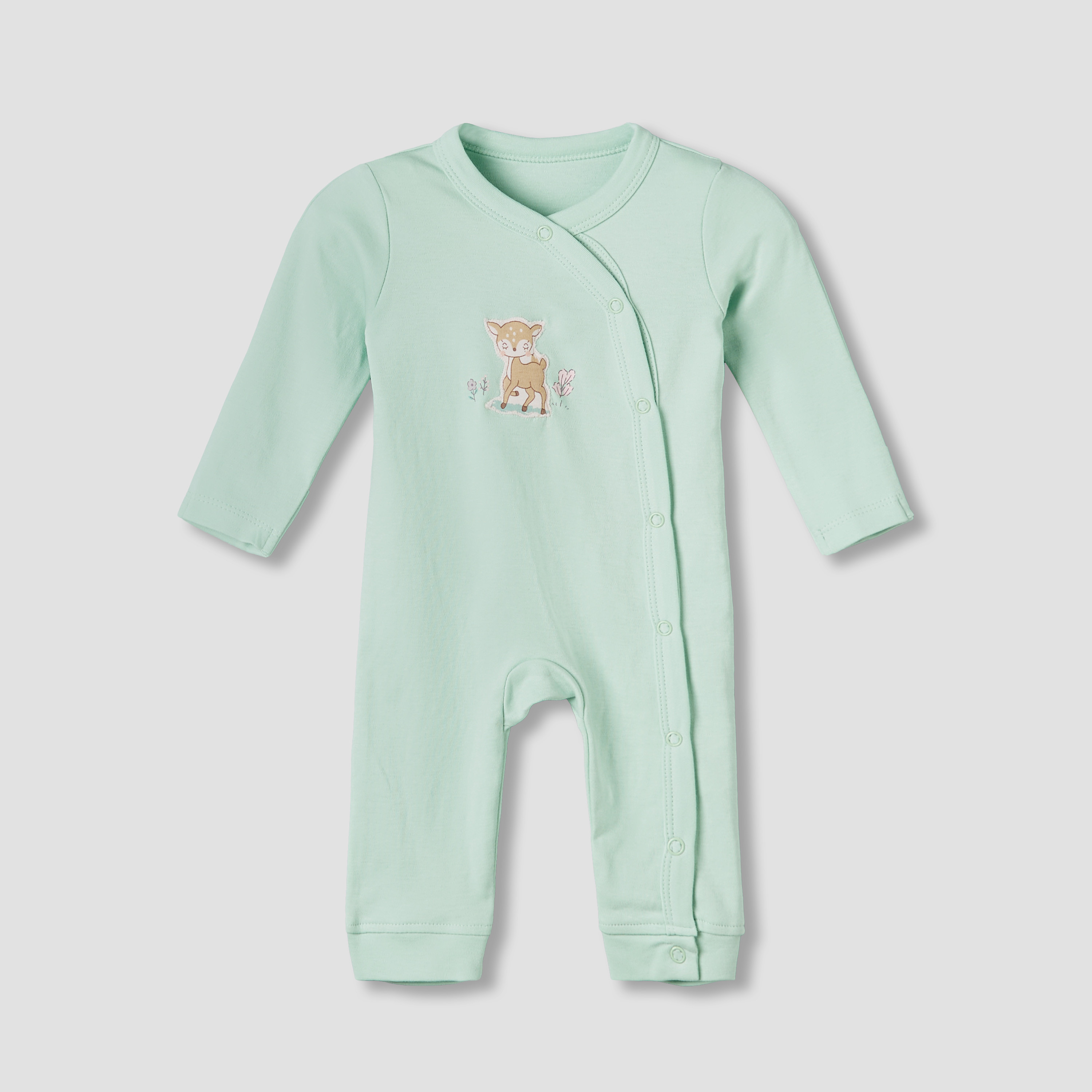 Pack of 3 Juniors Cotton Round Neck Long Sleeve Sleepsuit with Snap Button Closure-baby-girls-clothing-nightwear-sleepsuits-image-3