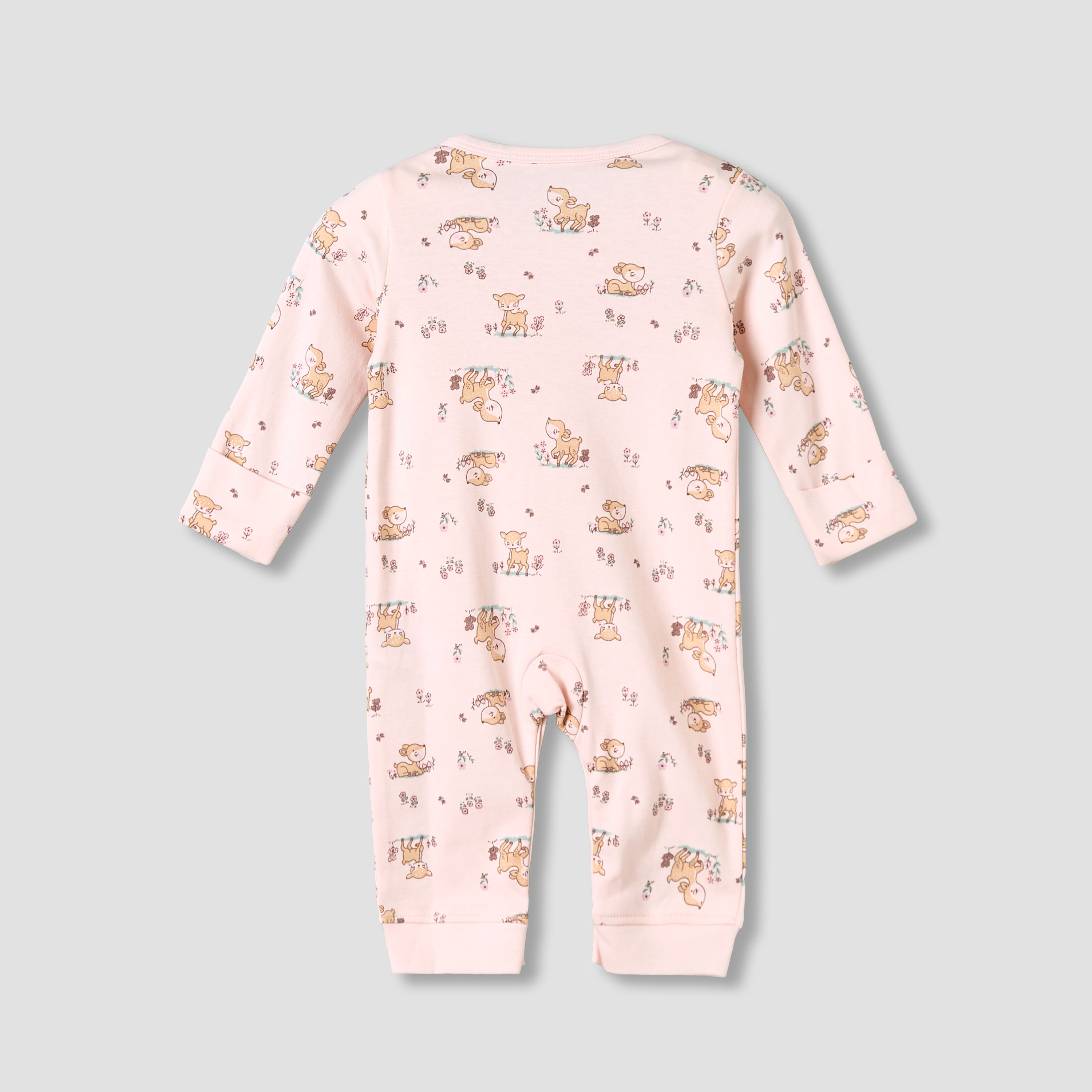 Pack of 3 Juniors Cotton Round Neck Long Sleeve Sleepsuit with Snap Button Closure-baby-girls-clothing-nightwear-sleepsuits-image-8