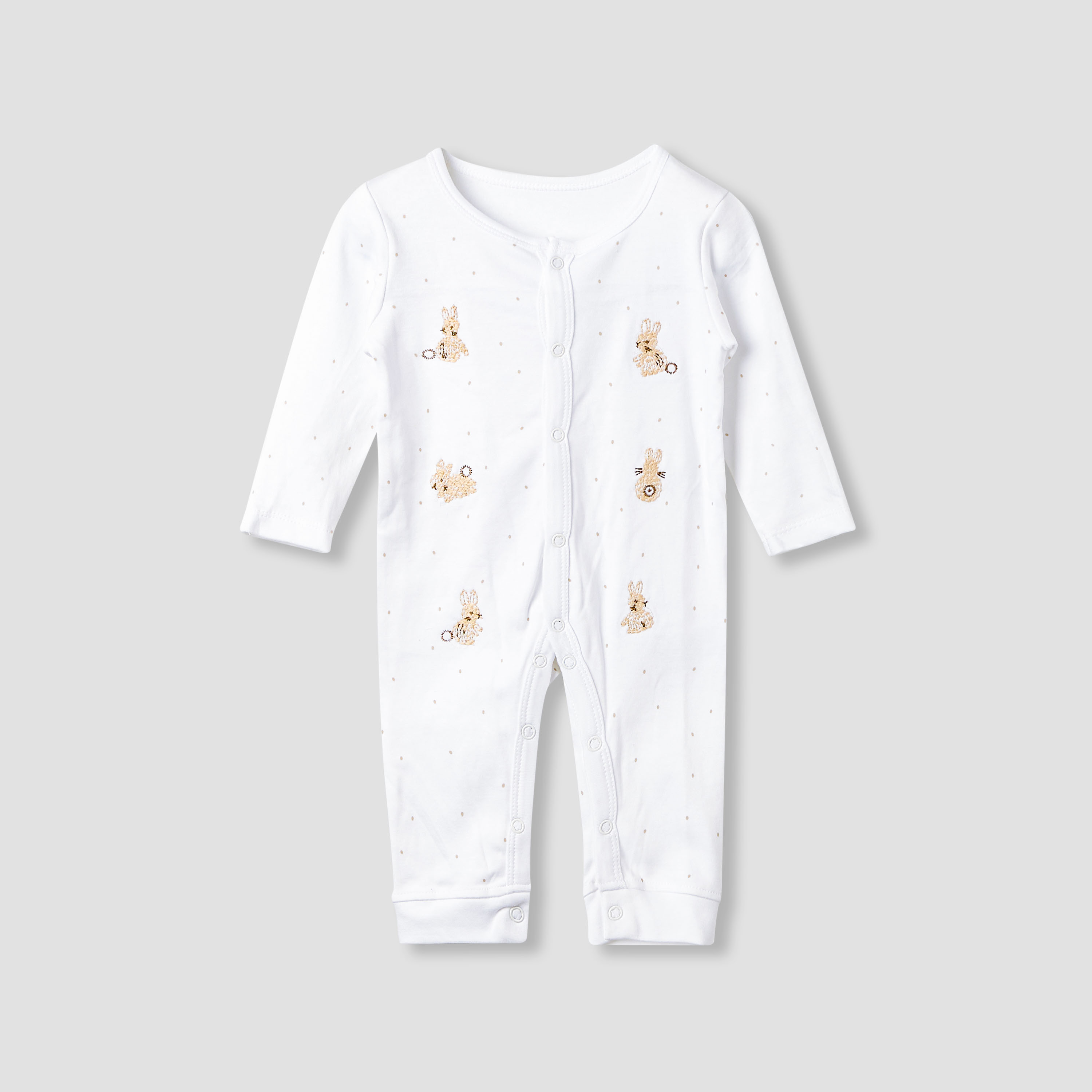 Juniors Bunny Print Sleepsuit with Long Sleeves - Set of 3-baby-girls-clothing-nightwear-sleepsuits-image-2