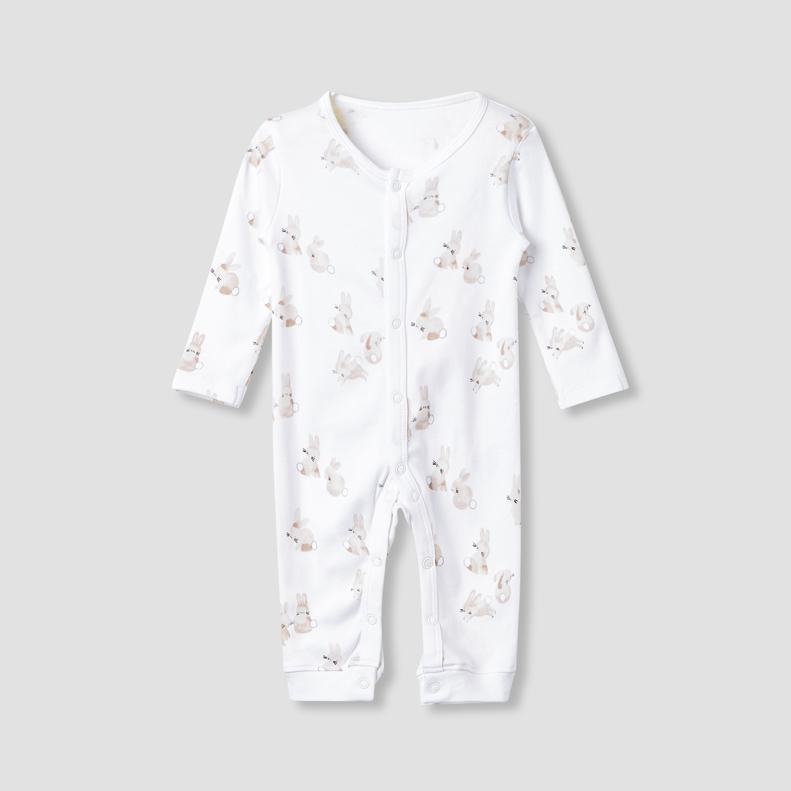 Juniors Bunny Print Sleepsuit with Long Sleeves - Set of 3-baby-girls-clothing-nightwear-sleepsuits-image-3