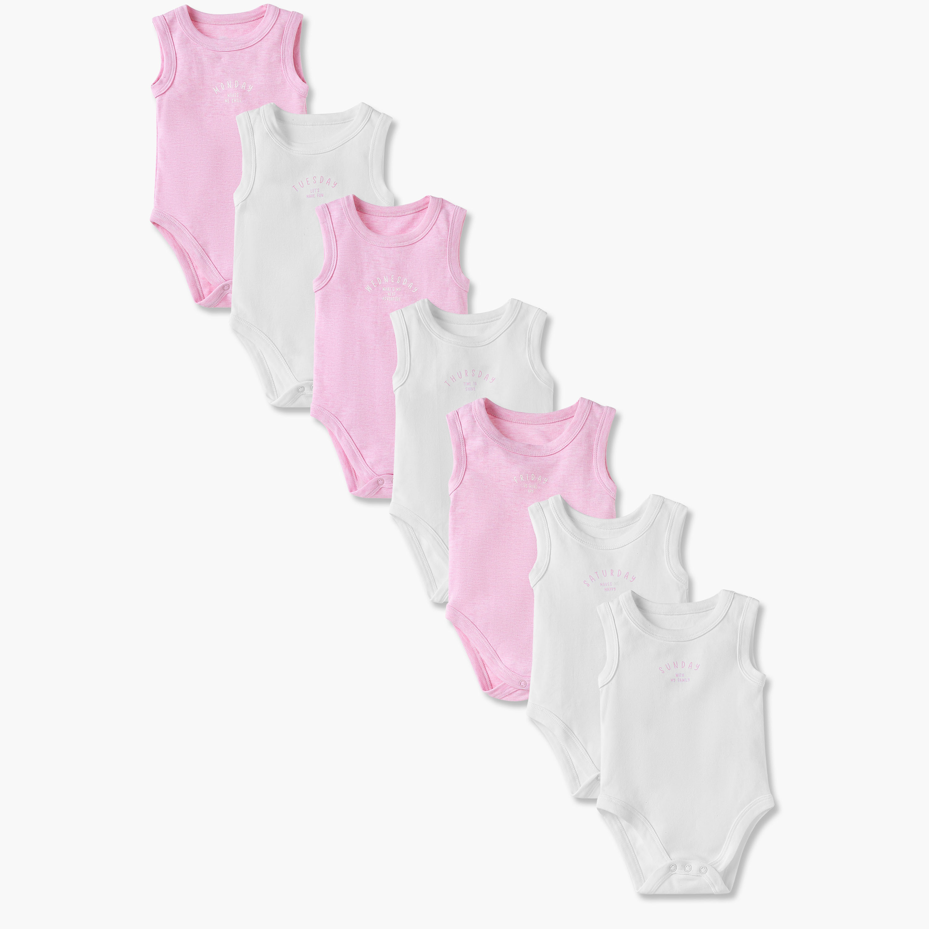 طقم بودي سوت دون أكمام 7 قطع بطبعات من جونيورز-baby-girls-clothing-bodysuits-image-1
