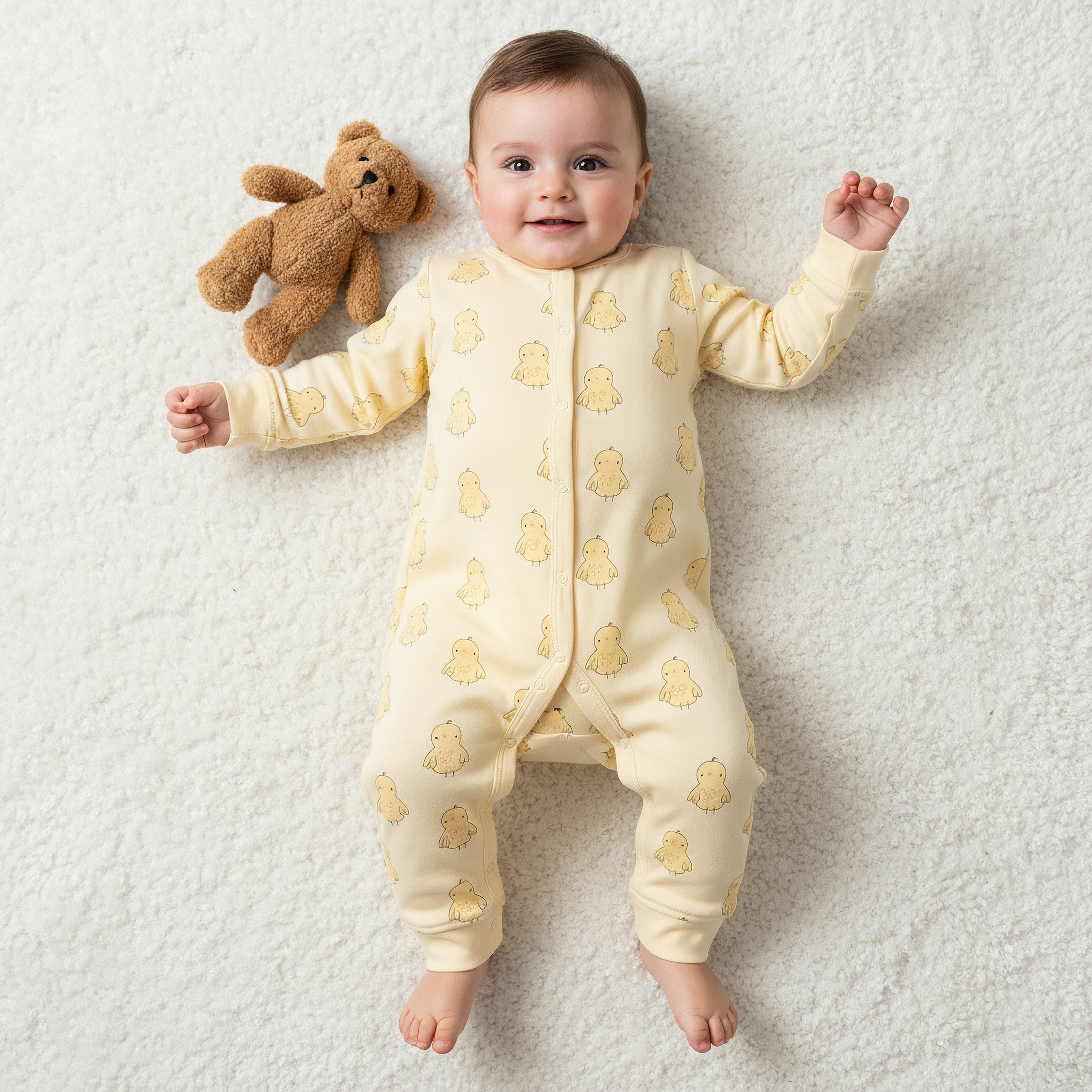 Pack of 3 Juniors Cotton Round Neck Long Sleeves Sleepsuit with Animal Print-baby-girls-clothing-nightwear-sleepsuits-image-2