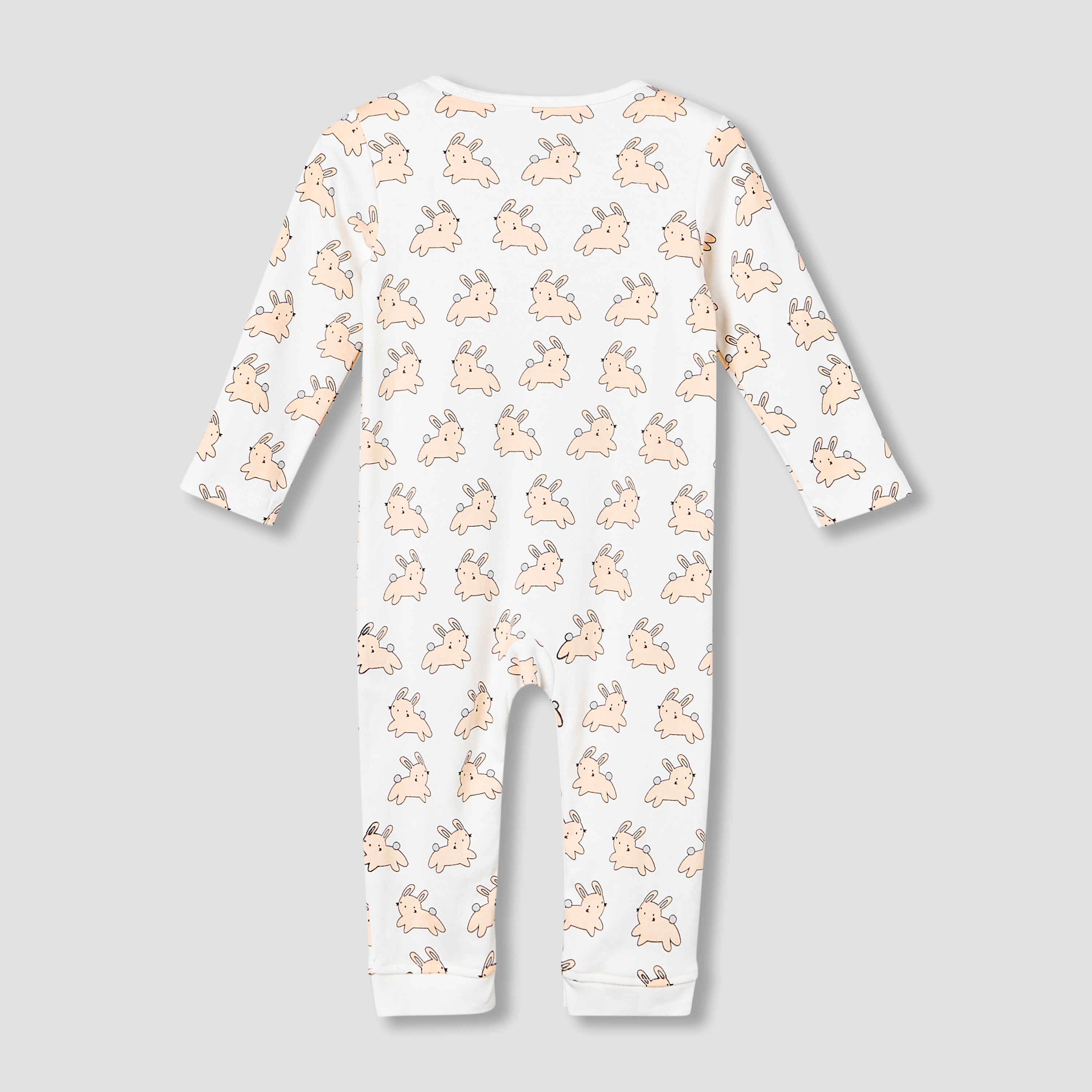 Pack of 3 Juniors Cotton Round Neck Long Sleeves Sleepsuit with Animal Print-baby-girls-clothing-nightwear-sleepsuits-image-8