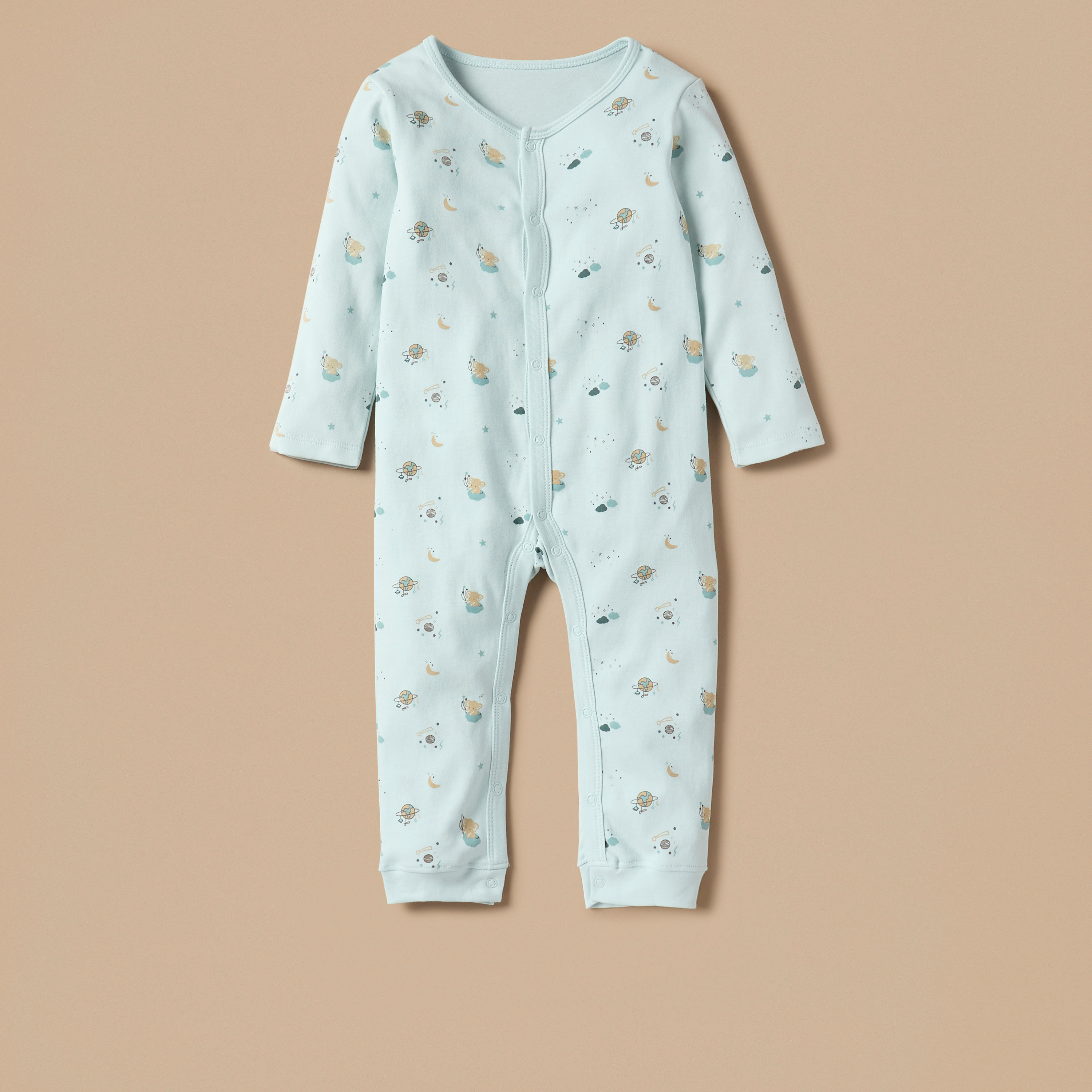 Juniors Printed Sleepsuit with Button Closure - Set of 3-baby-boys-clothing-nightwear-sleepsuits-image-3