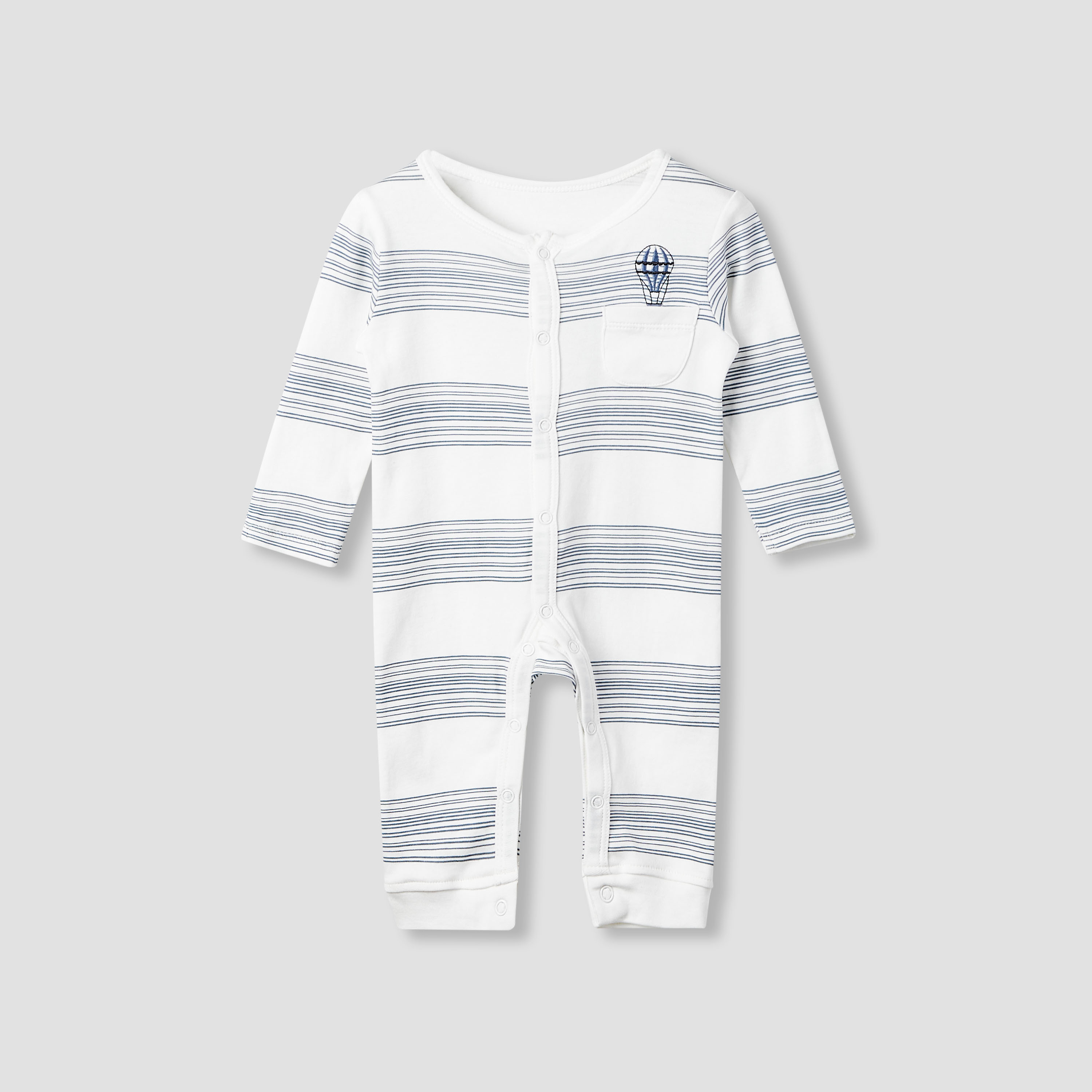 Juniors Hot Air Balloon Print Sleepsuit with Long Sleeves - Set of 3-baby-boys-clothing-nightwear-sleepsuits-image-2