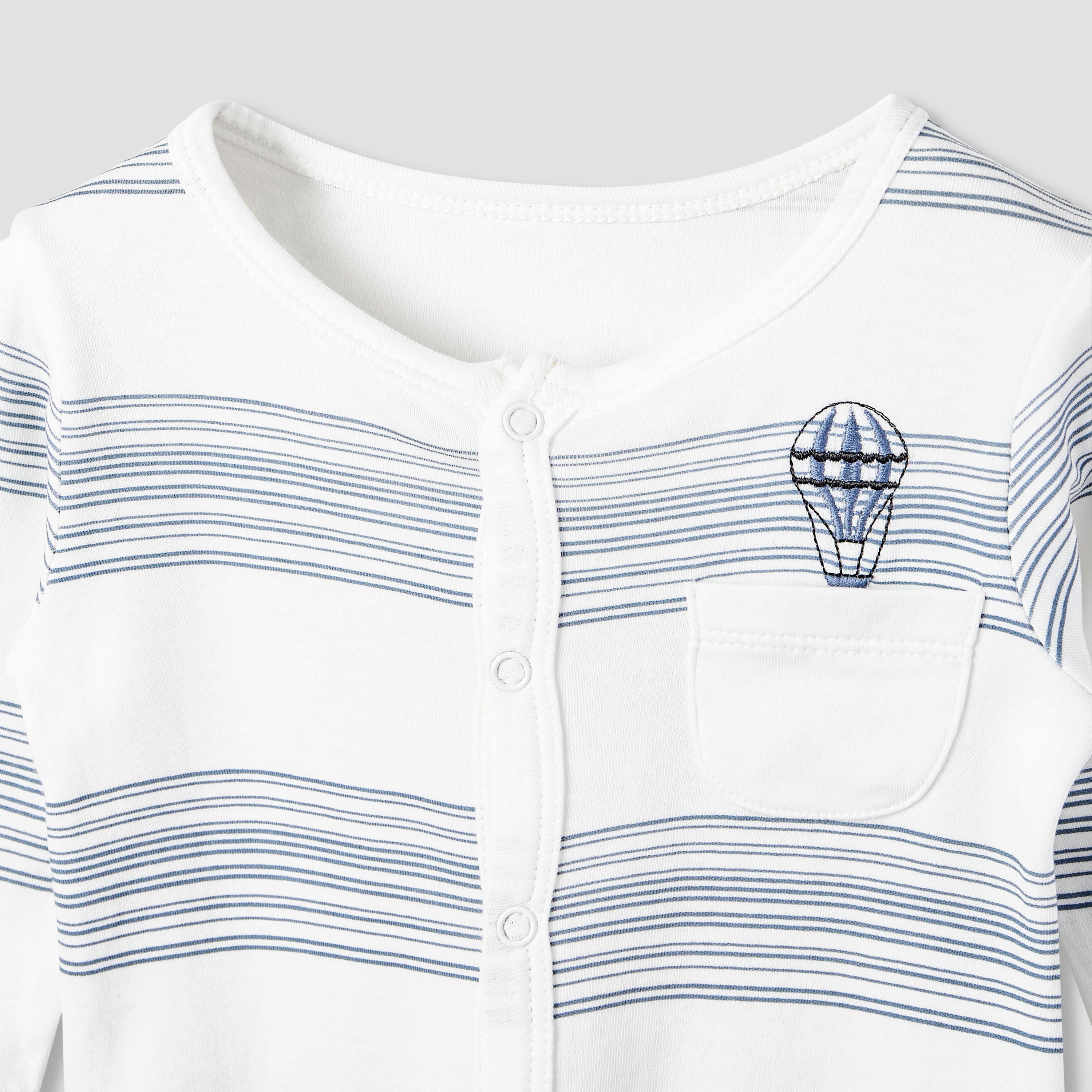 Juniors Hot Air Balloon Print Sleepsuit with Long Sleeves - Set of 3-baby-boys-clothing-nightwear-sleepsuits-image-5