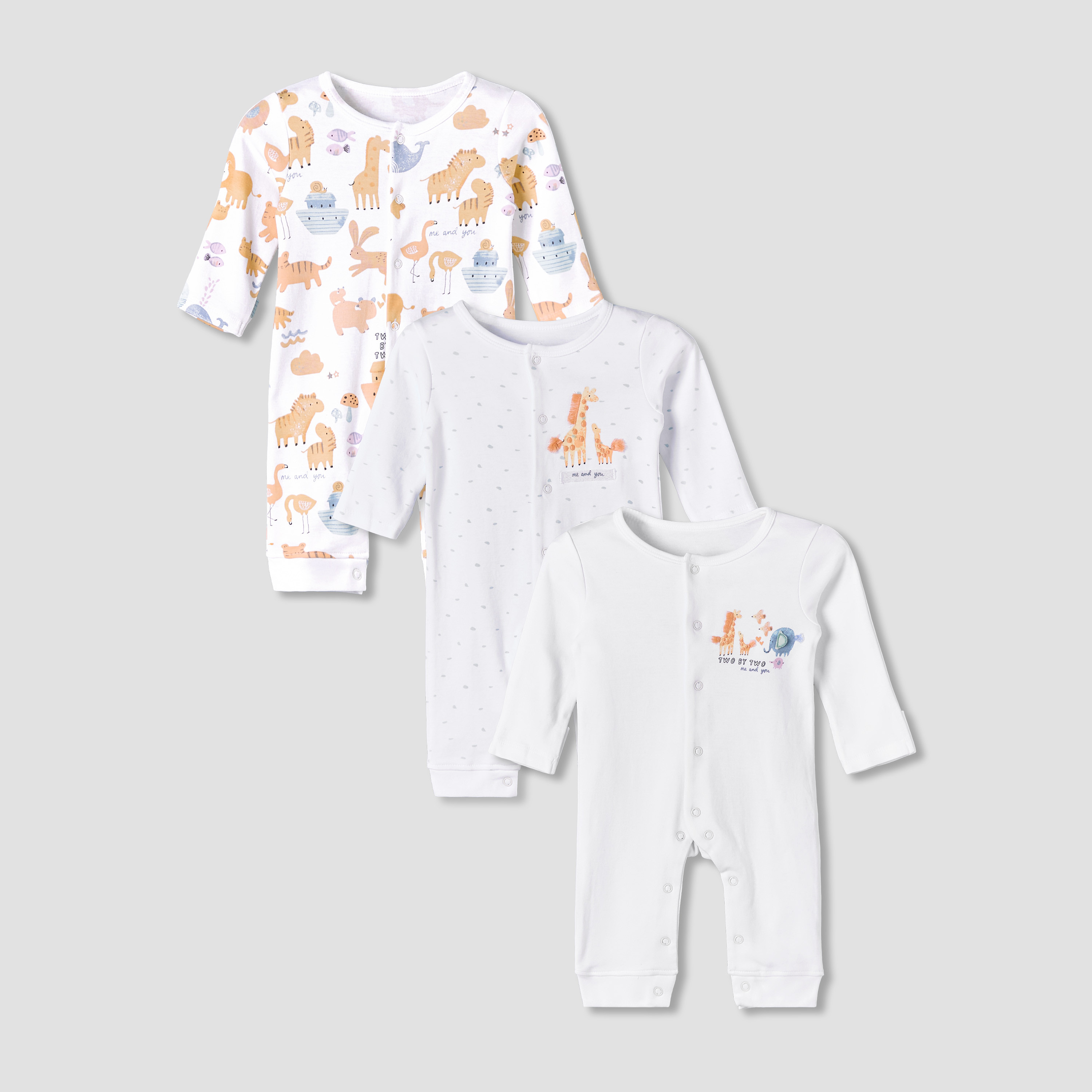 Pack of 3 Juniors Cotton Long Sleeve Sleepsuit with Safari Print-promo_babyshop_Buy2for115_QAT130126-image-1