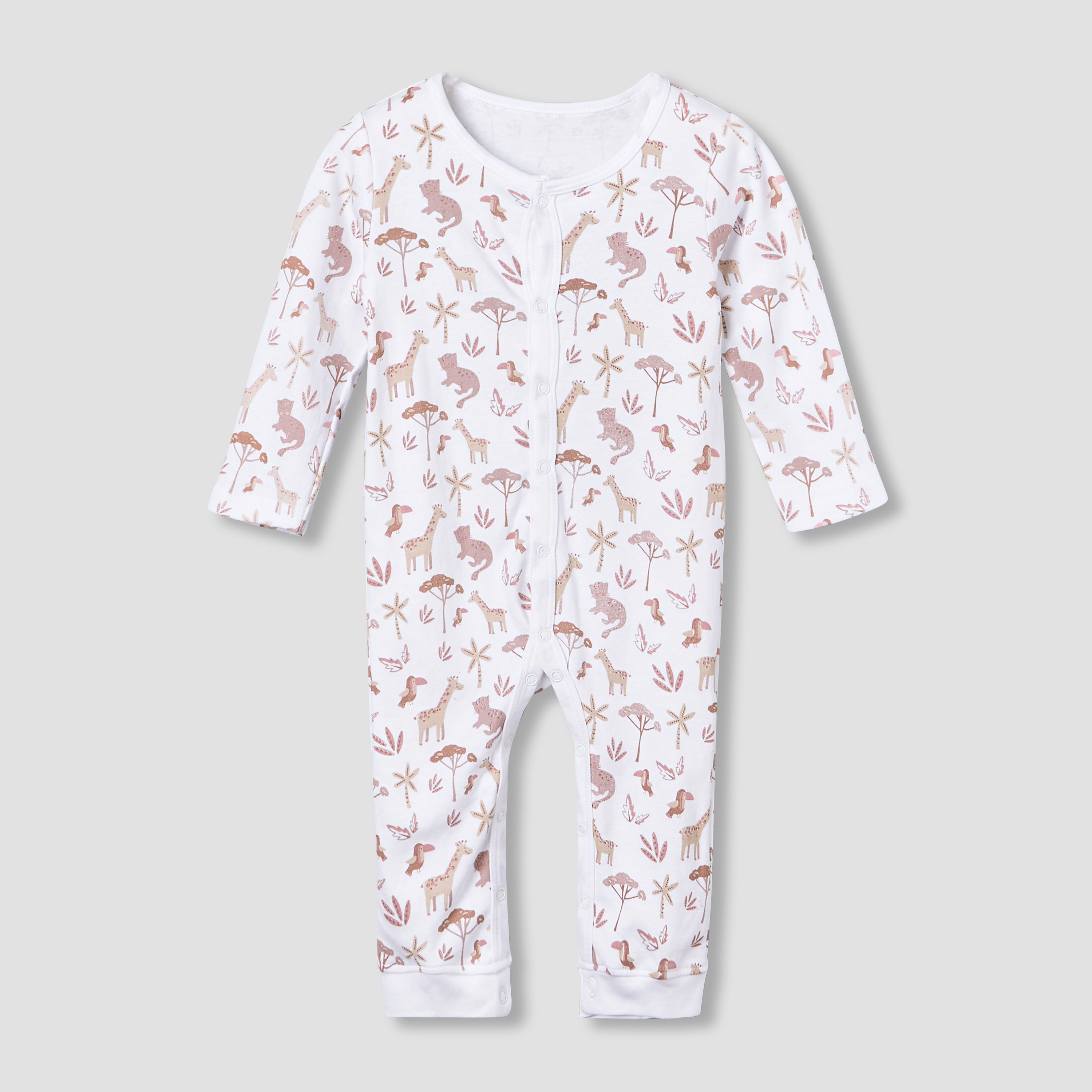 Pack of 3 Juniors Cotton Round Neck Long Sleeves Sleepsuit with Safari Print-baby-boys-clothing-nightwear-sleepsuits-image-4
