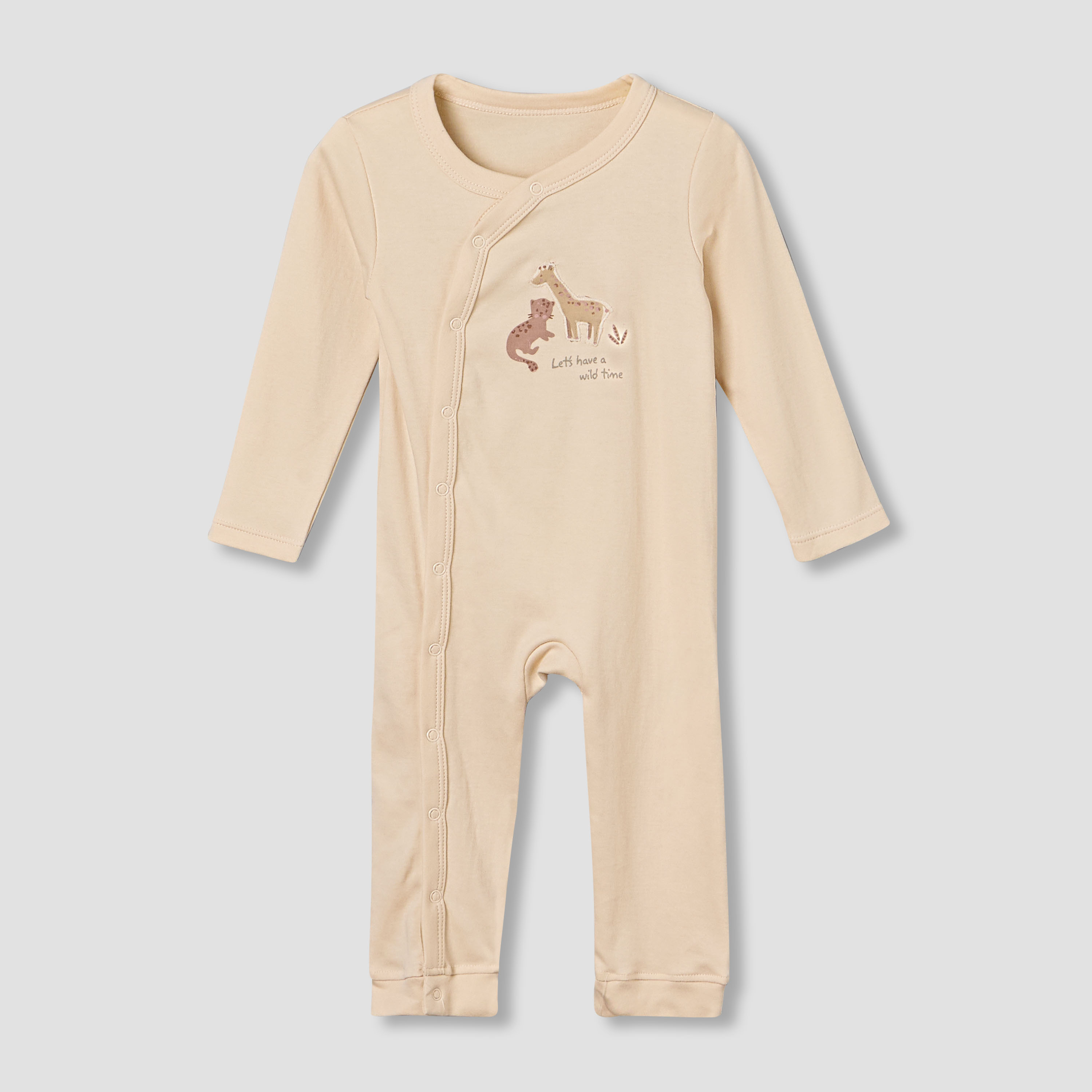 Pack of 3 Juniors Cotton Round Neck Long Sleeves Sleepsuit with Safari Print-baby-boys-clothing-nightwear-sleepsuits-image-5