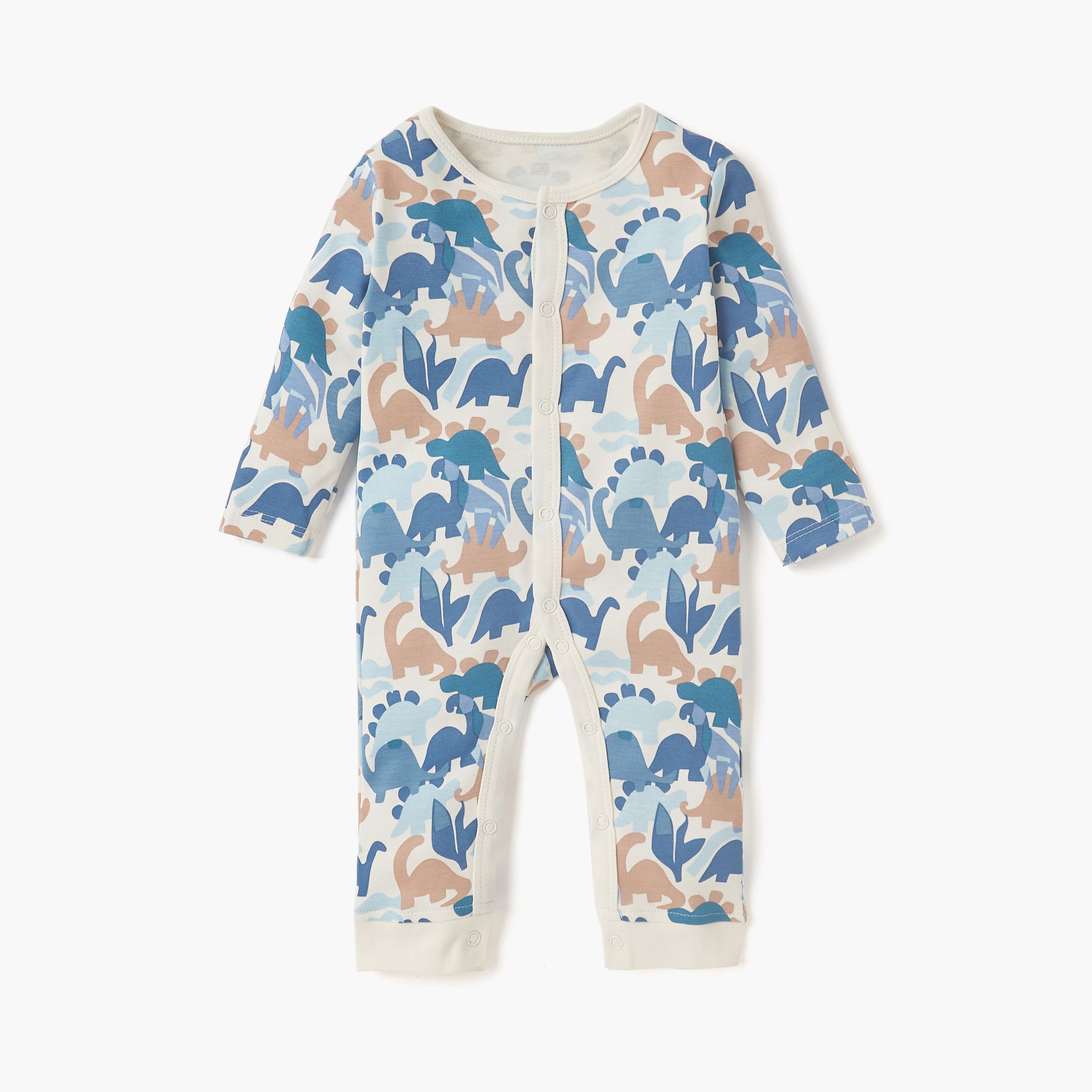 Juniors Printed Sleepsuit with Long Sleeves and Button Closure - Set of 3-baby-boys-clothing-nightwear-sleepsuits-image-2