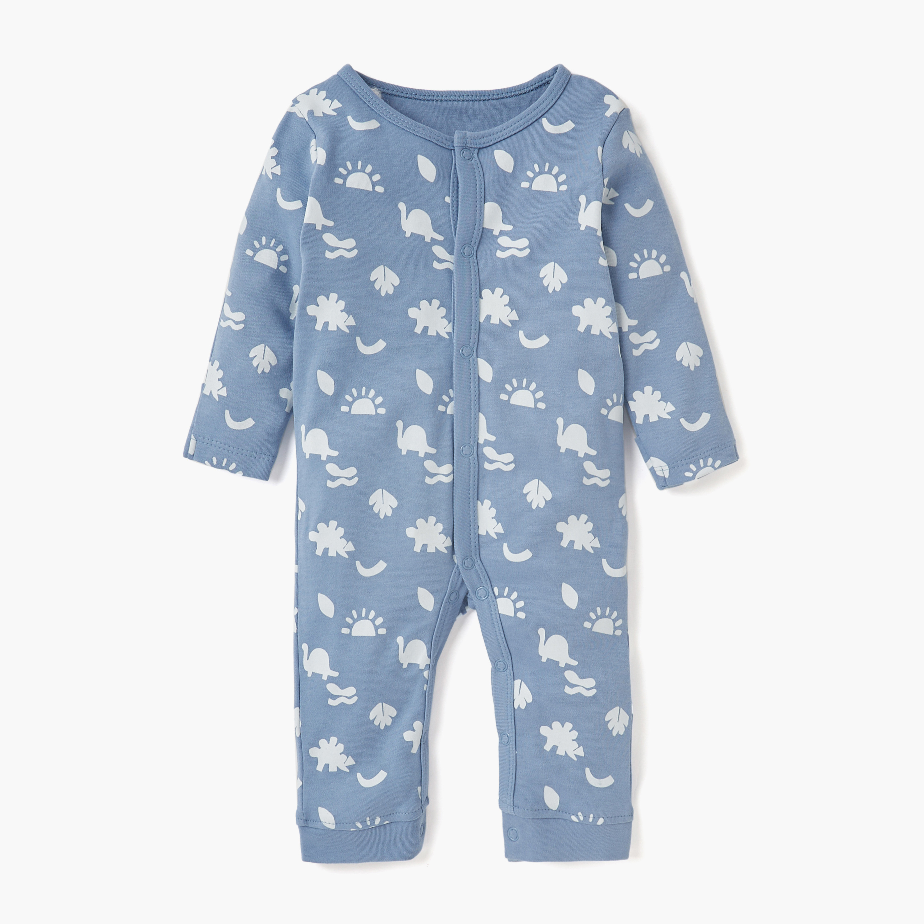Juniors Printed Sleepsuit with Long Sleeves and Button Closure - Set of 3-baby-boys-clothing-nightwear-sleepsuits-image-4
