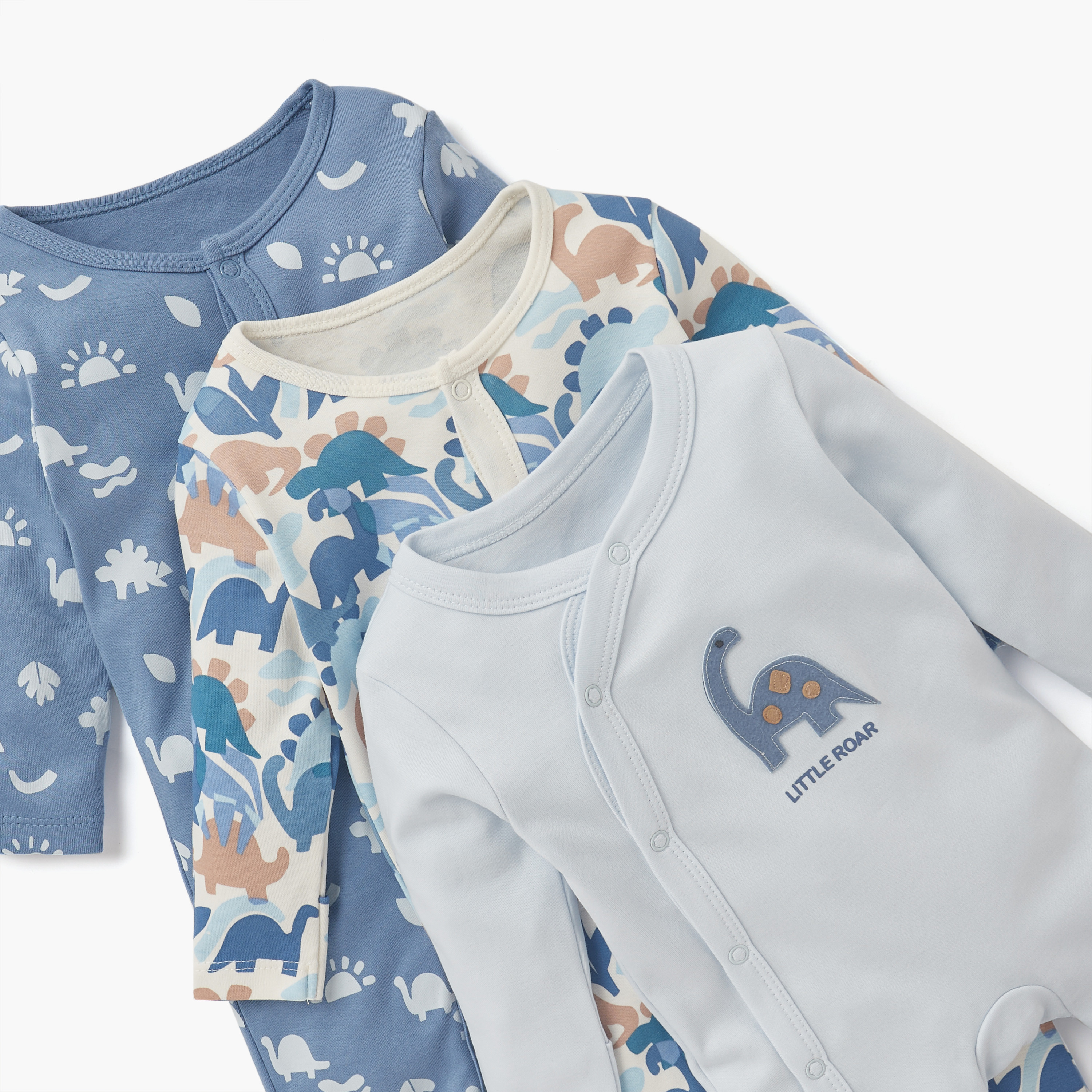 Juniors Printed Sleepsuit with Long Sleeves and Button Closure - Set of 3-baby-boys-clothing-nightwear-sleepsuits-image-5