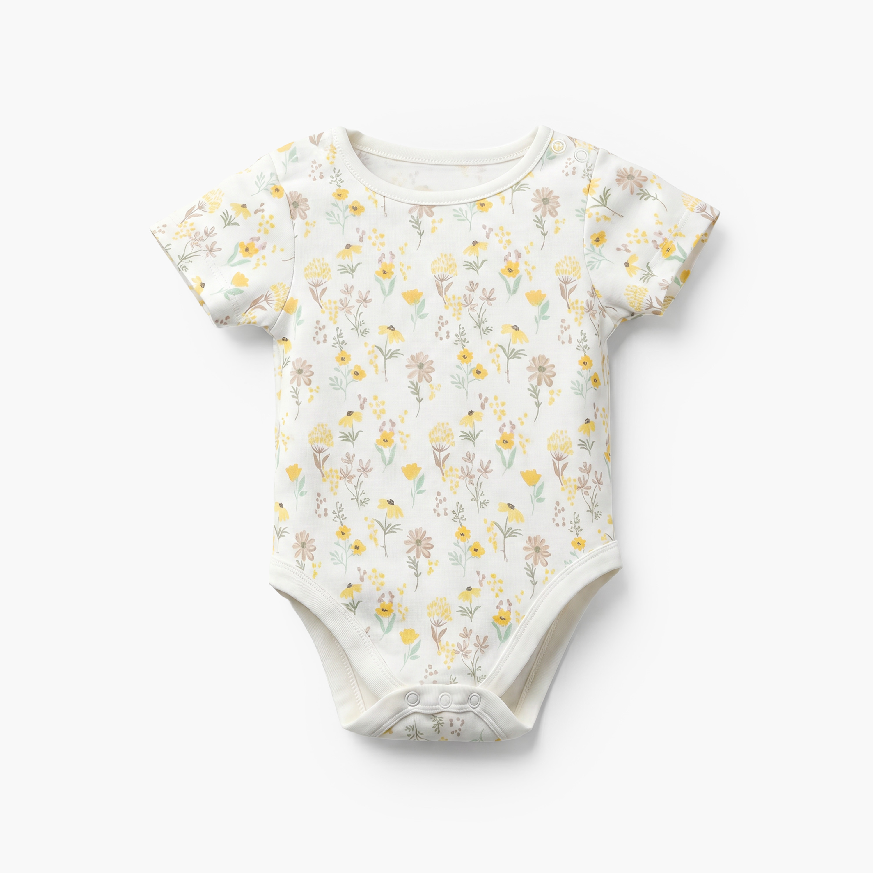 Pack of 5 Juniors Cotton Crew Neck Short Sleeves Bodysuit with Floral Print-baby-girls-clothing-bodysuits-image-2