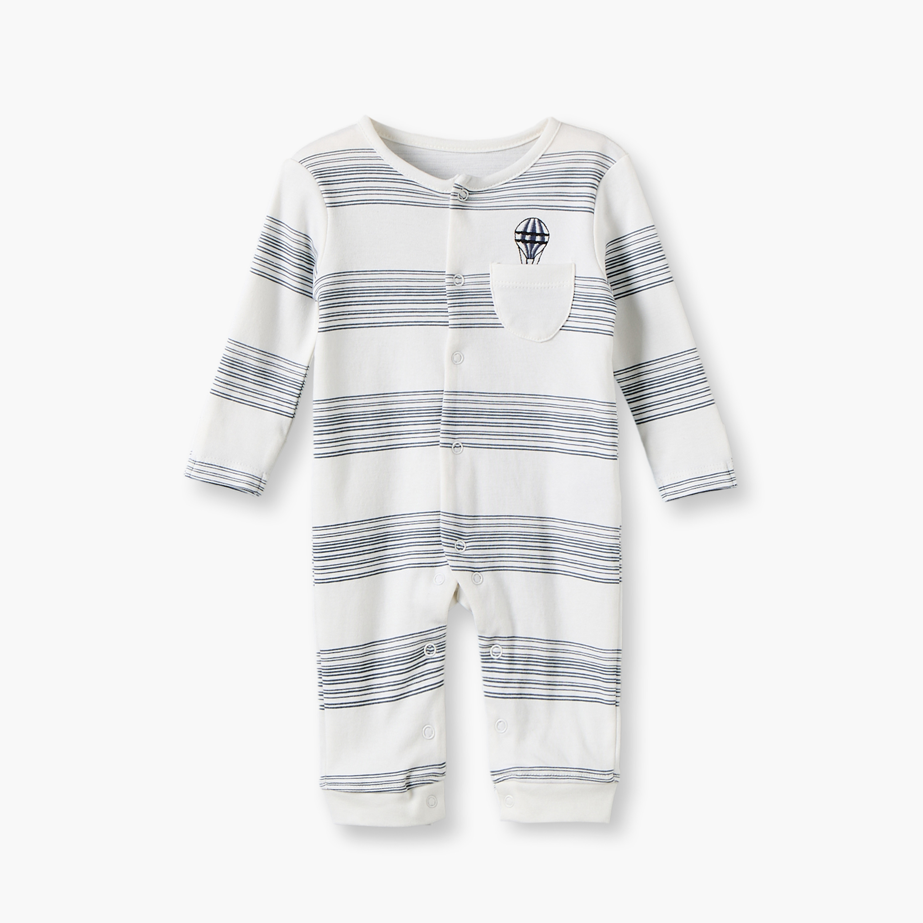 Pack of 3 Juniors Cotton Crew Neck Long Sleeves Sleepsuit with Hot Air Balloon Print-baby-boys-clothing-nightwear-sleepsuits-image-4