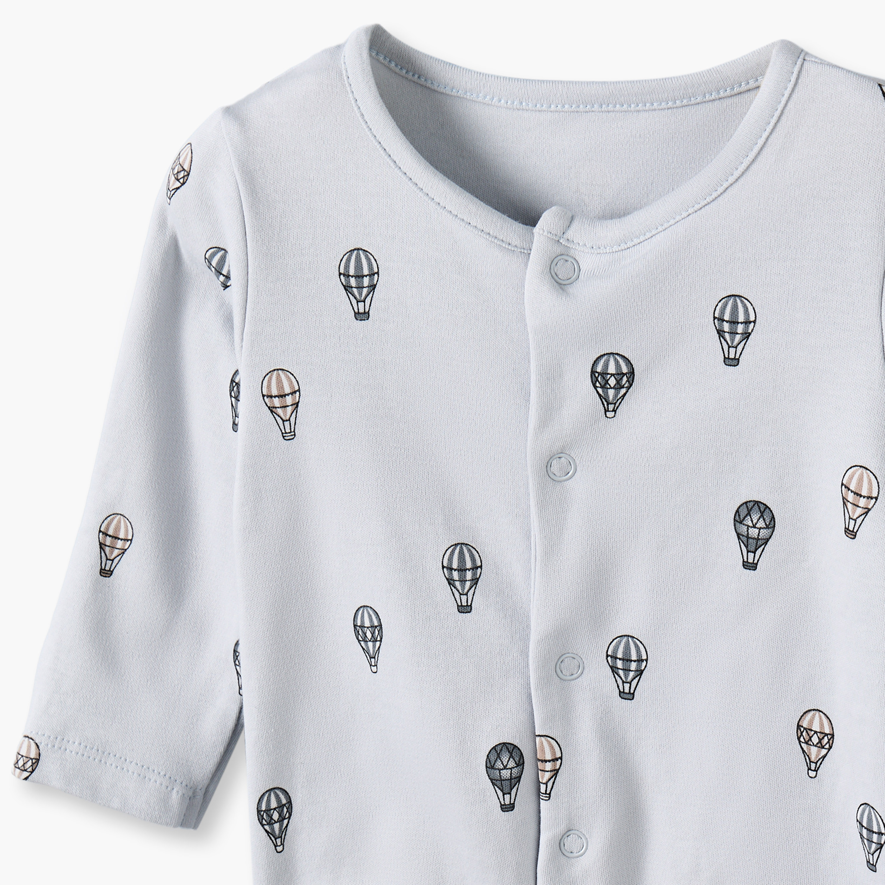 Pack of 3 Juniors Cotton Crew Neck Long Sleeves Sleepsuit with Hot Air Balloon Print-baby-boys-clothing-nightwear-sleepsuits-image-7