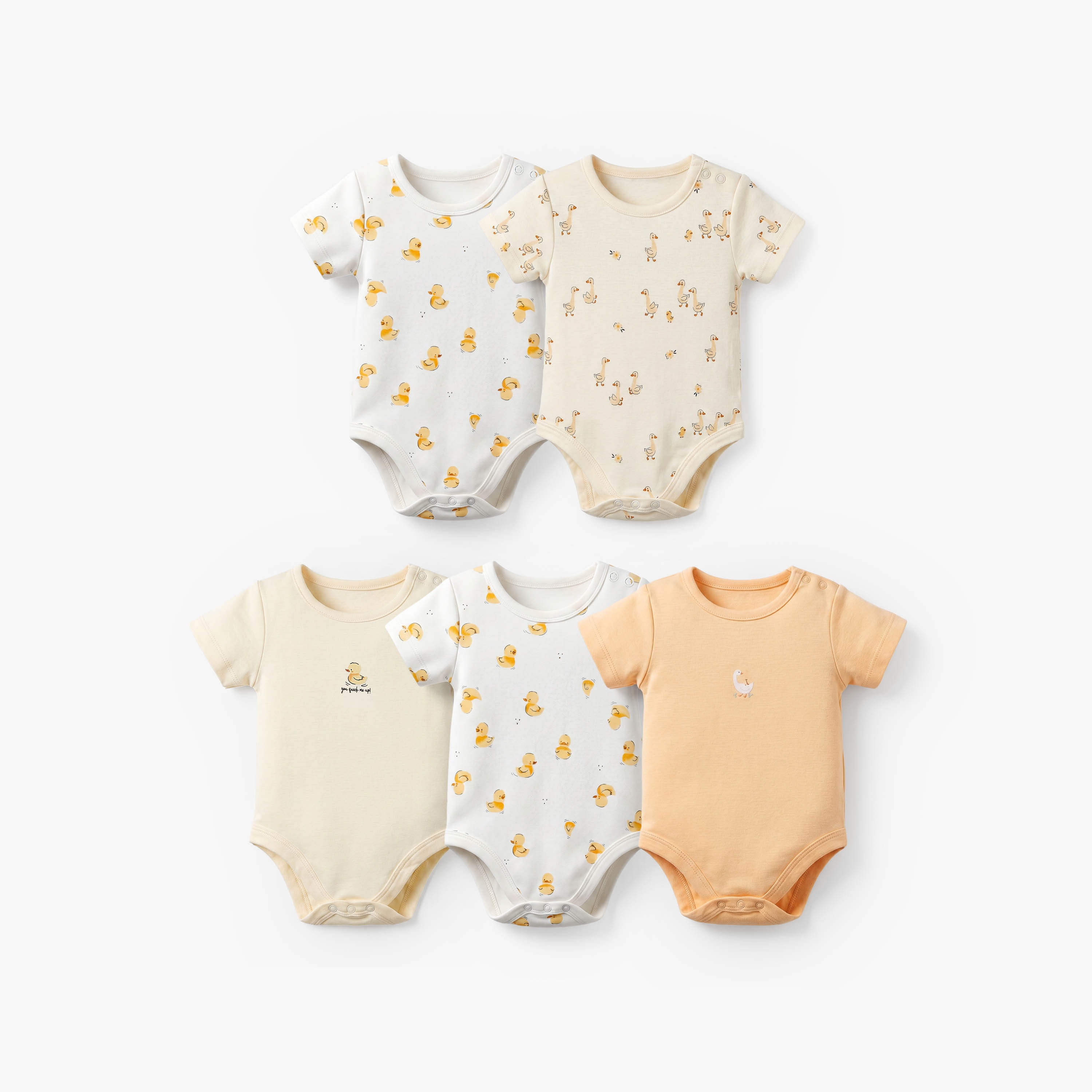 Pack of 5 Juniors Crew Neck Short Sleeves Bodysuit with Duck Print-baby-boys-clothing-bodysuits-image-1