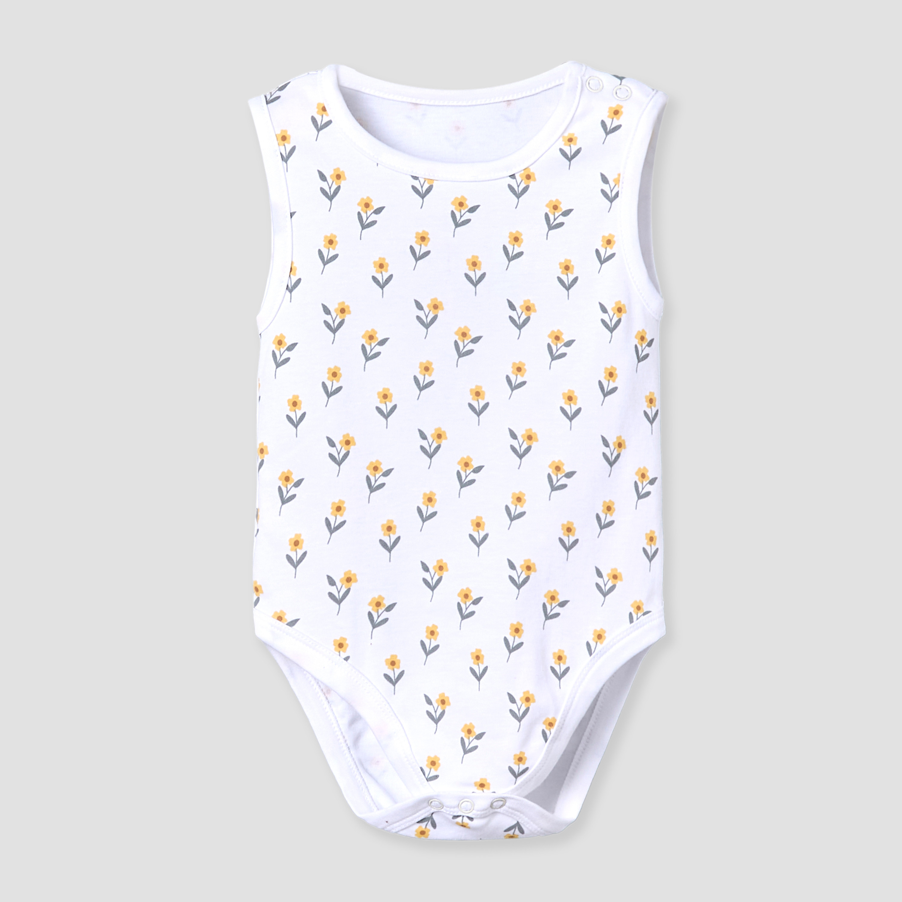 بودي سوت قطن دون أكمام بياقة مستديرة وطبعات أزهار من جونيورز - عبوة 5 قطع-baby-girls-clothing-multipacks-image-5