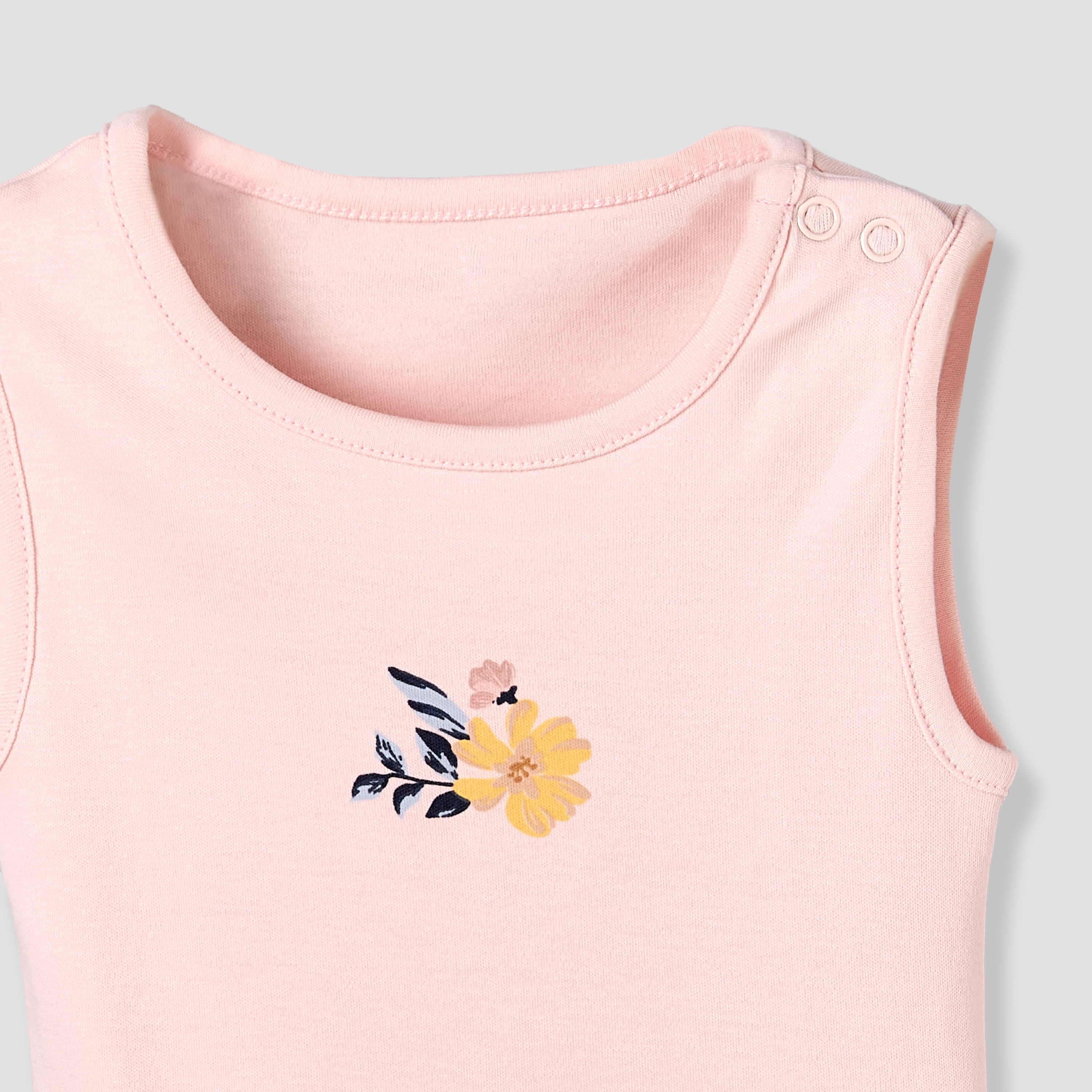 بودي سوت قطن دون أكمام بياقة مستديرة وطبعات أزهار من جونيورز - عبوة 5 قطع-baby-girls-clothing-multipacks-image-2