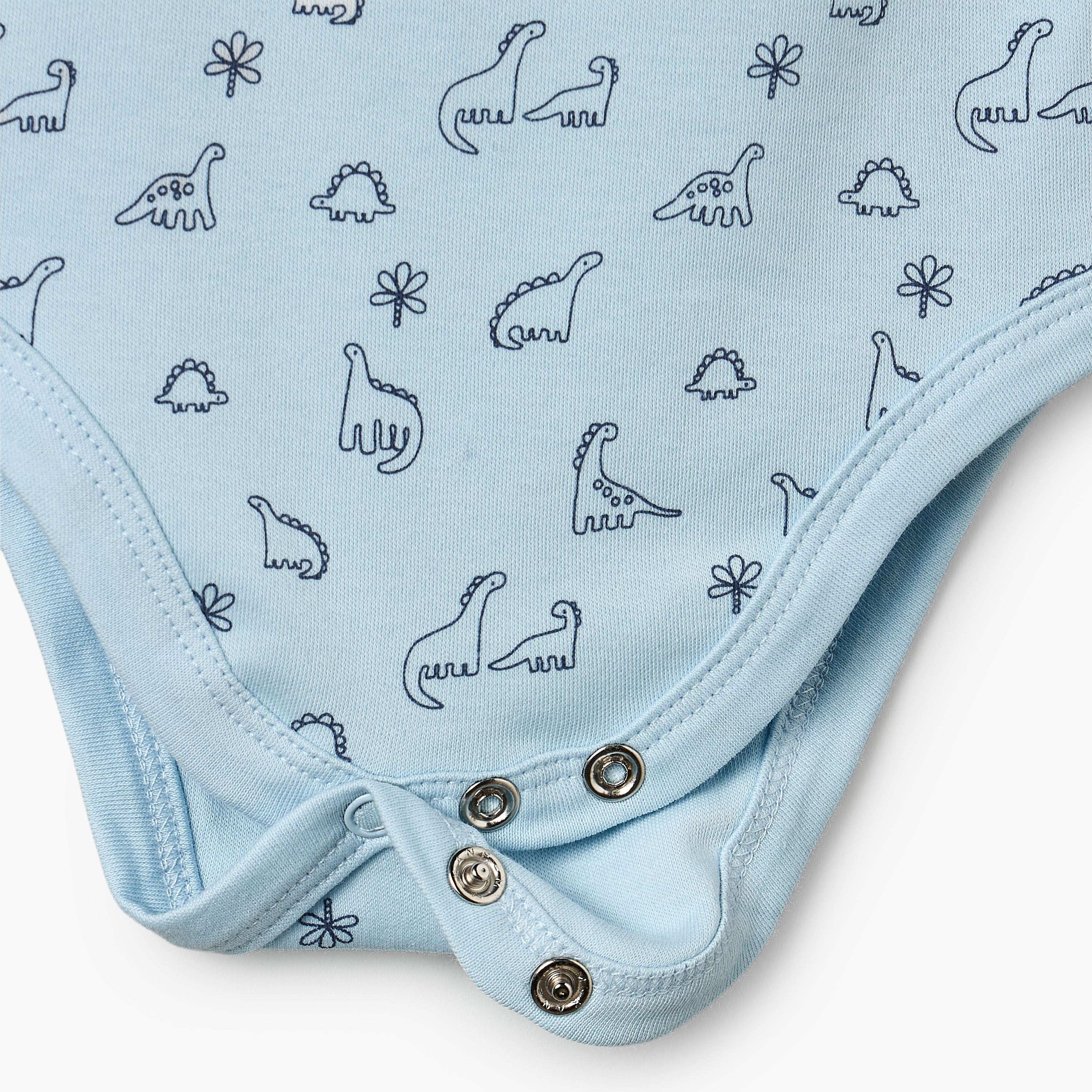 Pack of 5 Juniors Cotton Crew Neck Short Sleeves Bodysuit with Dinosaur Print-baby-boys-clothing-bodysuits-image-10