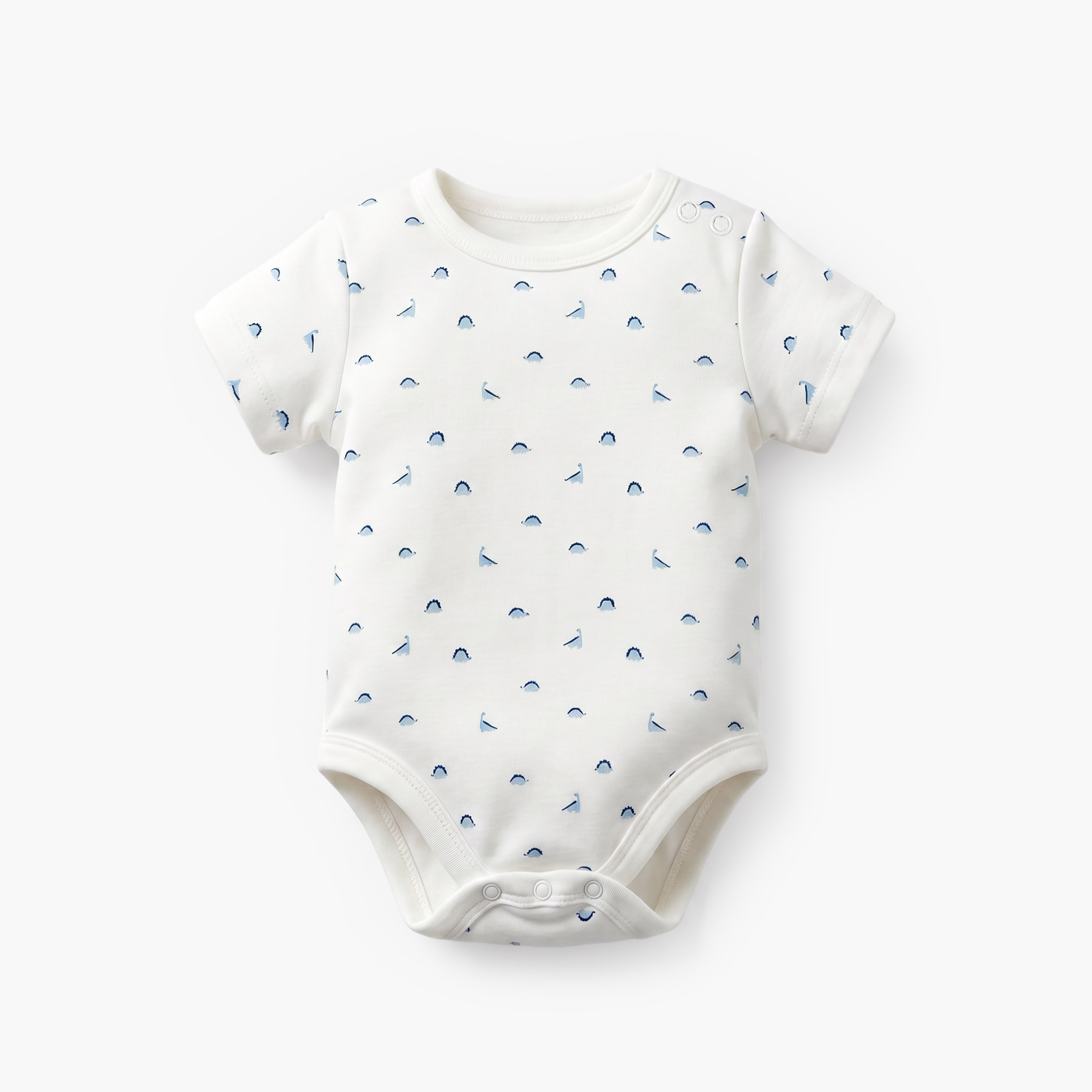 Pack of 5 Juniors Cotton Crew Neck Short Sleeves Bodysuit with Dinosaur Print-baby-boys-clothing-bodysuits-image-5