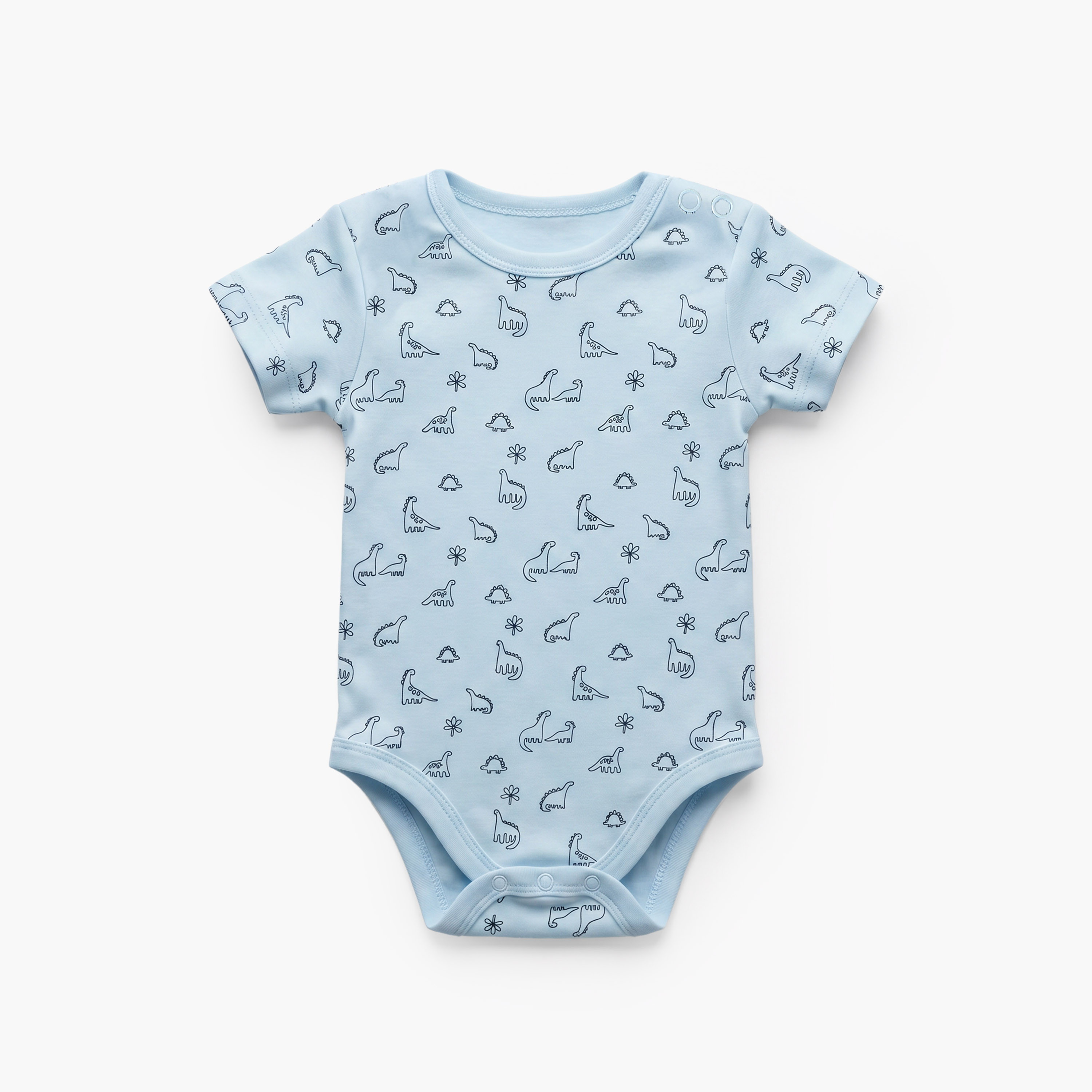Pack of 5 Juniors Cotton Crew Neck Short Sleeves Bodysuit with Dinosaur Print-baby-boys-clothing-bodysuits-image-6