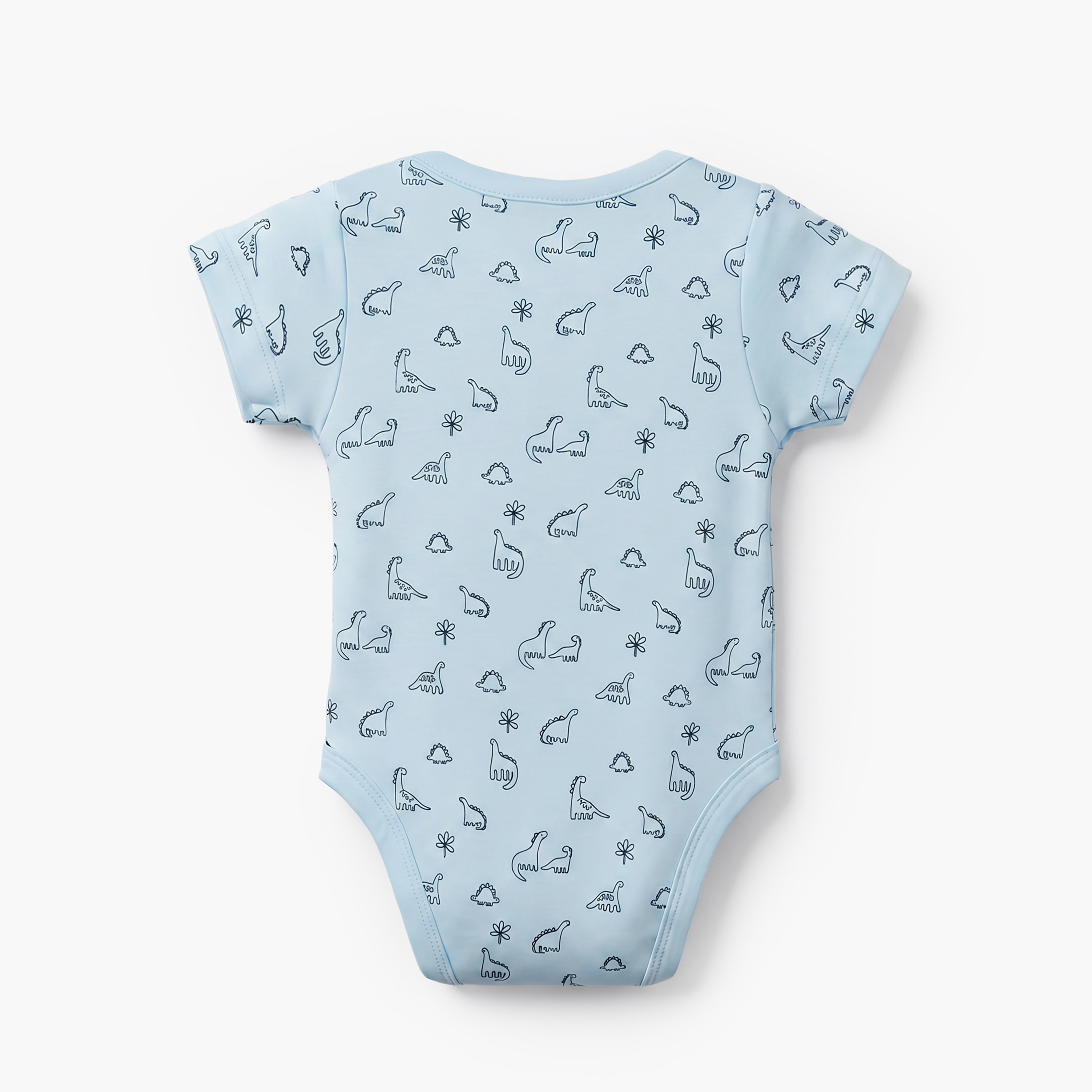 Pack of 5 Juniors Cotton Crew Neck Short Sleeves Bodysuit with Dinosaur Print-baby-boys-clothing-bodysuits-image-7
