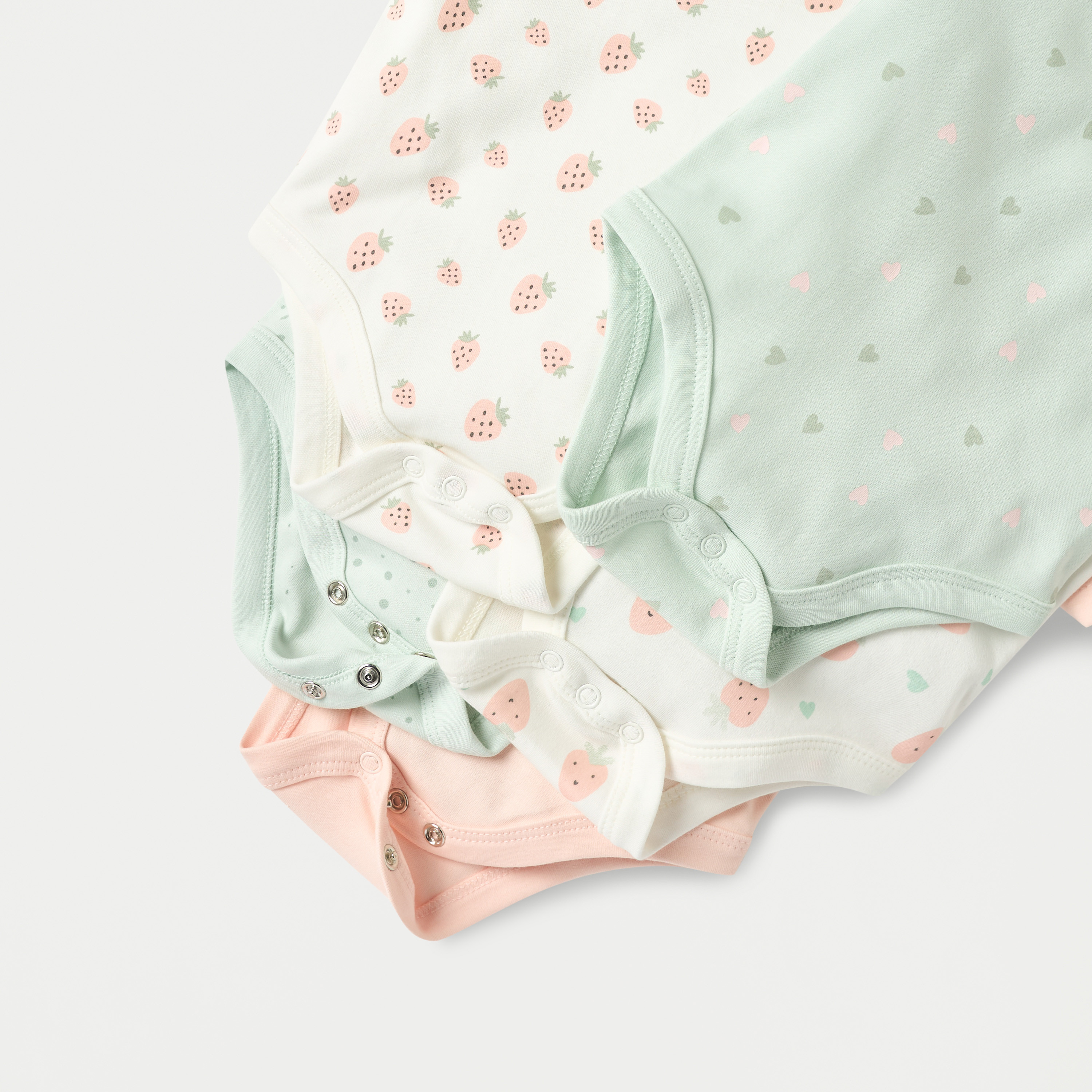 Juniors Printed Bodysuit with Short Sleeves and Button Closure - Set of 5-baby-girls-clothing-bodysuits-image-4