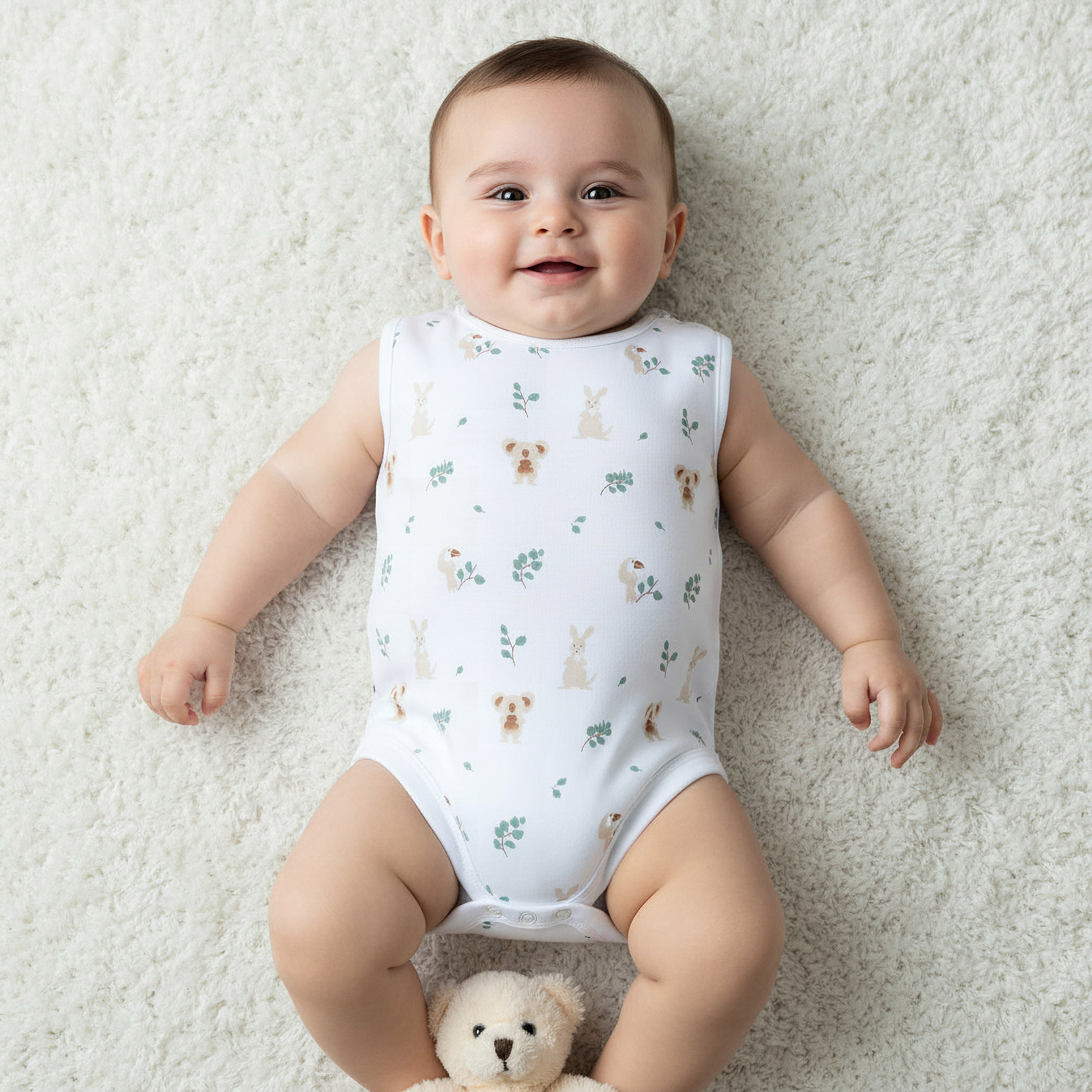 Pack of 5 Juniors Round Neck Sleeveless Bodysuit with Print-baby-boys-clothing-bodysuits-image-2