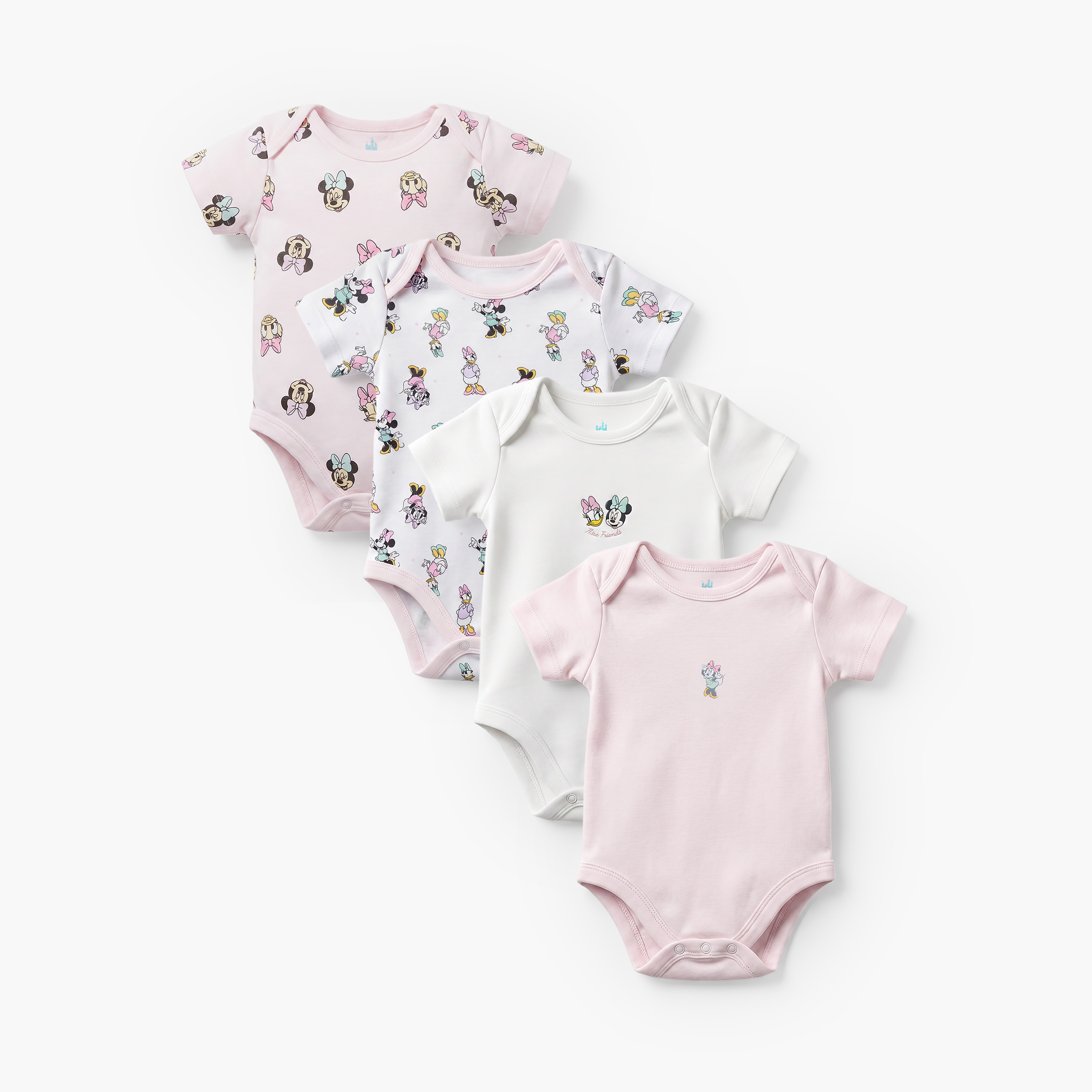 Pack of 4 Disney Cotton Round Neck Short Sleeves Bodysuit with Print-baby-girls-clothing-bodysuits-image-1