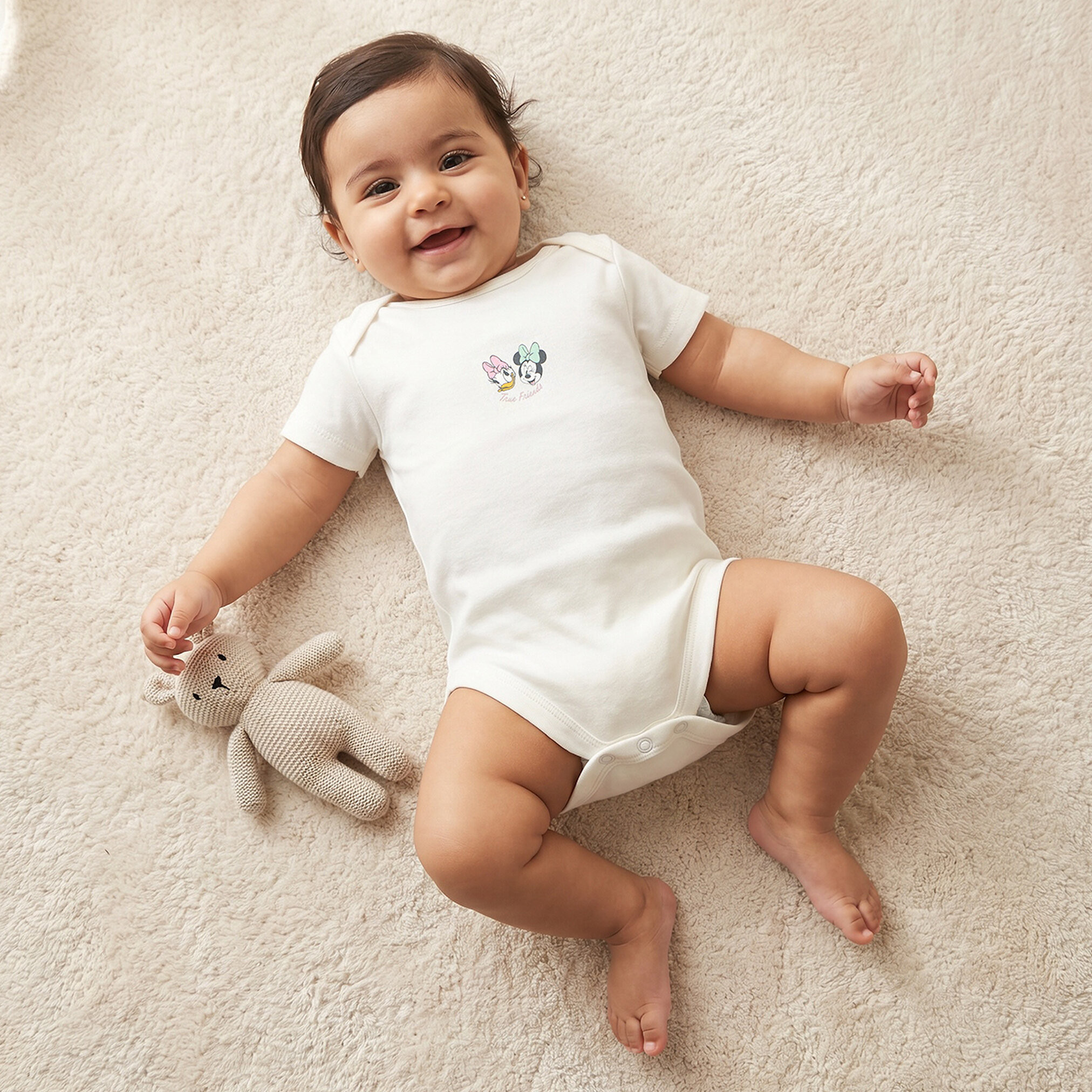 Pack of 4 Disney Cotton Round Neck Short Sleeves Bodysuit with Print-baby-girls-clothing-bodysuits-image-2