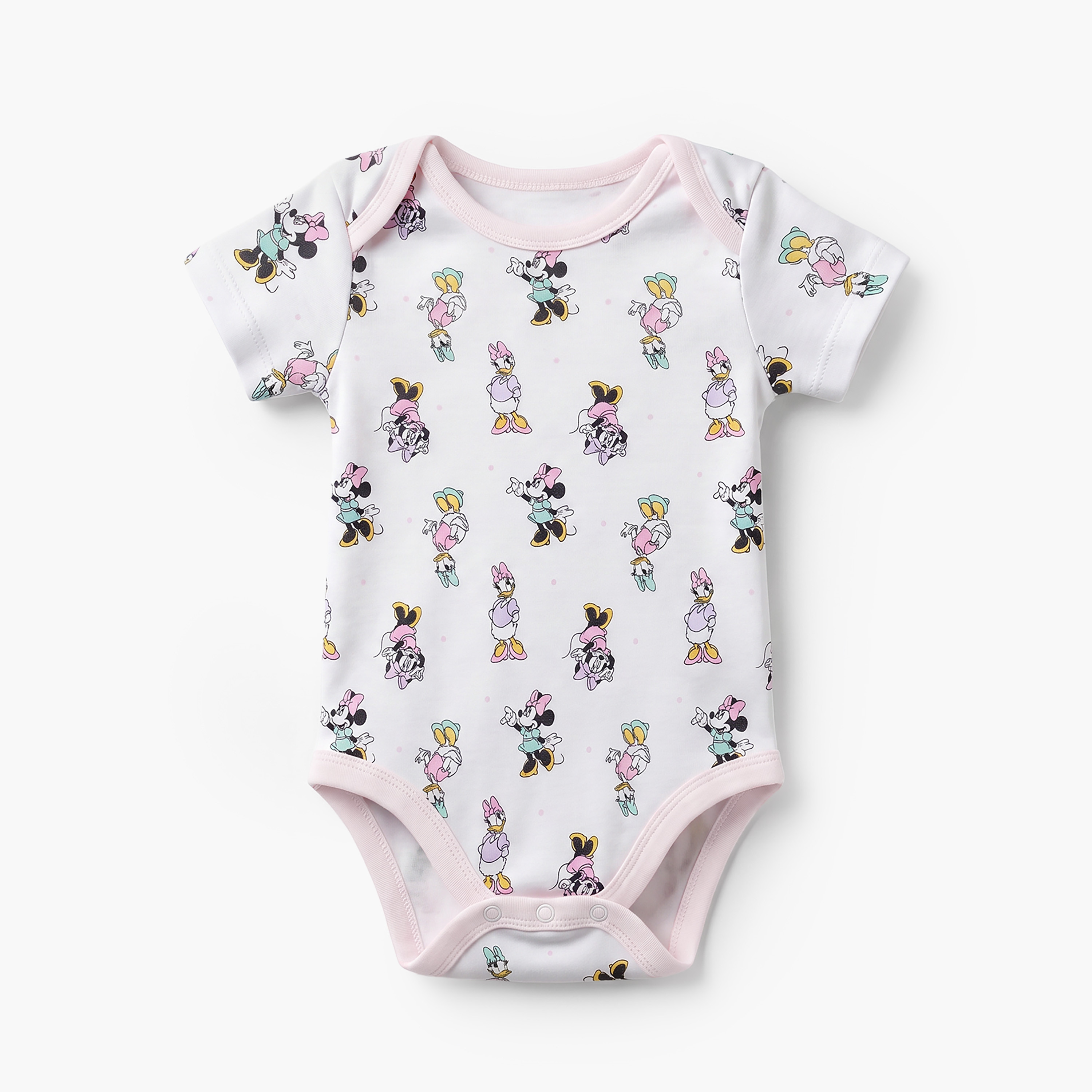 Pack of 4 Disney Cotton Round Neck Short Sleeves Bodysuit with Print-baby-girls-clothing-bodysuits-image-7
