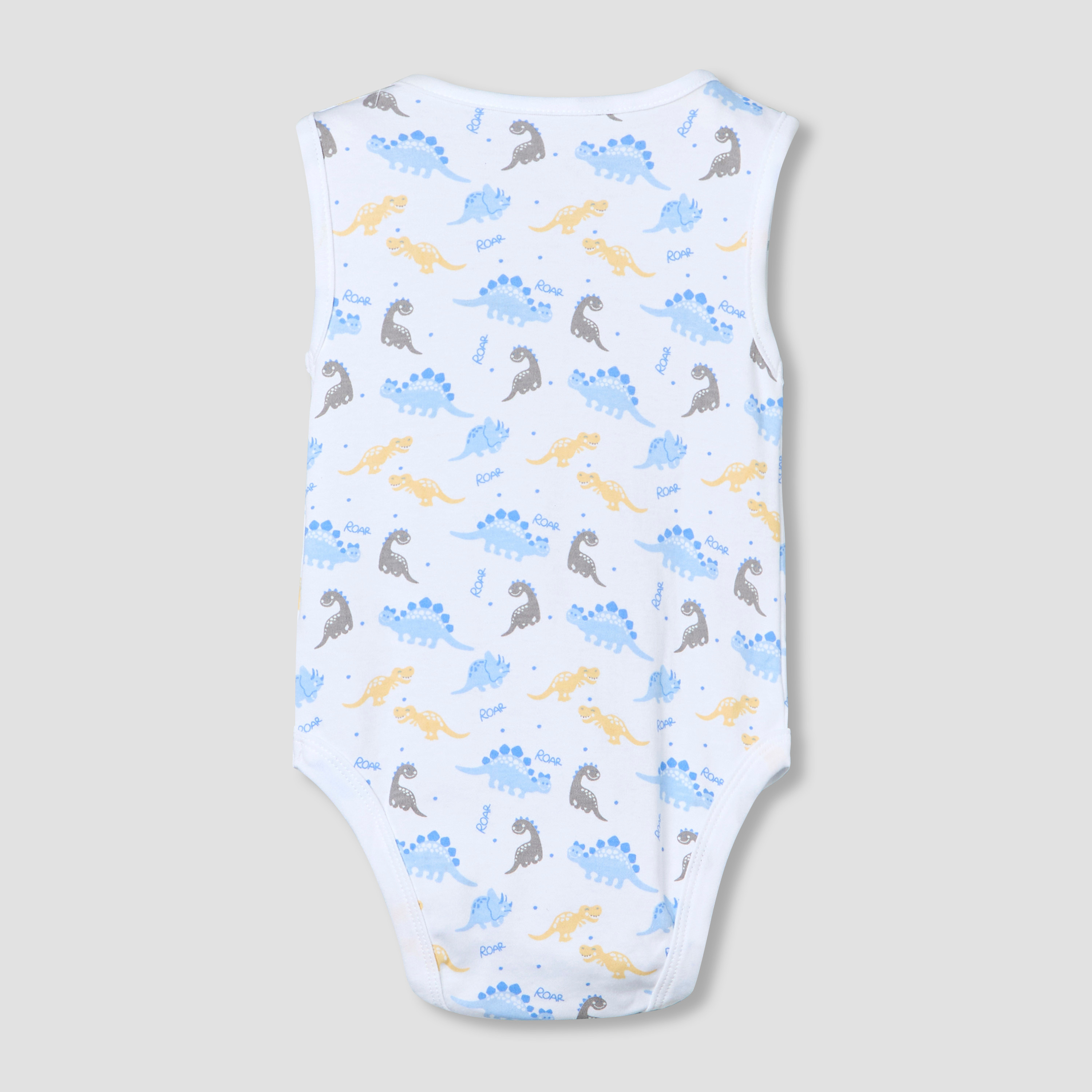 Pack of 5 Juniors Crew Neck Sleeveless Bodysuit with Print-baby-boys-clothing-bodysuits-image-8