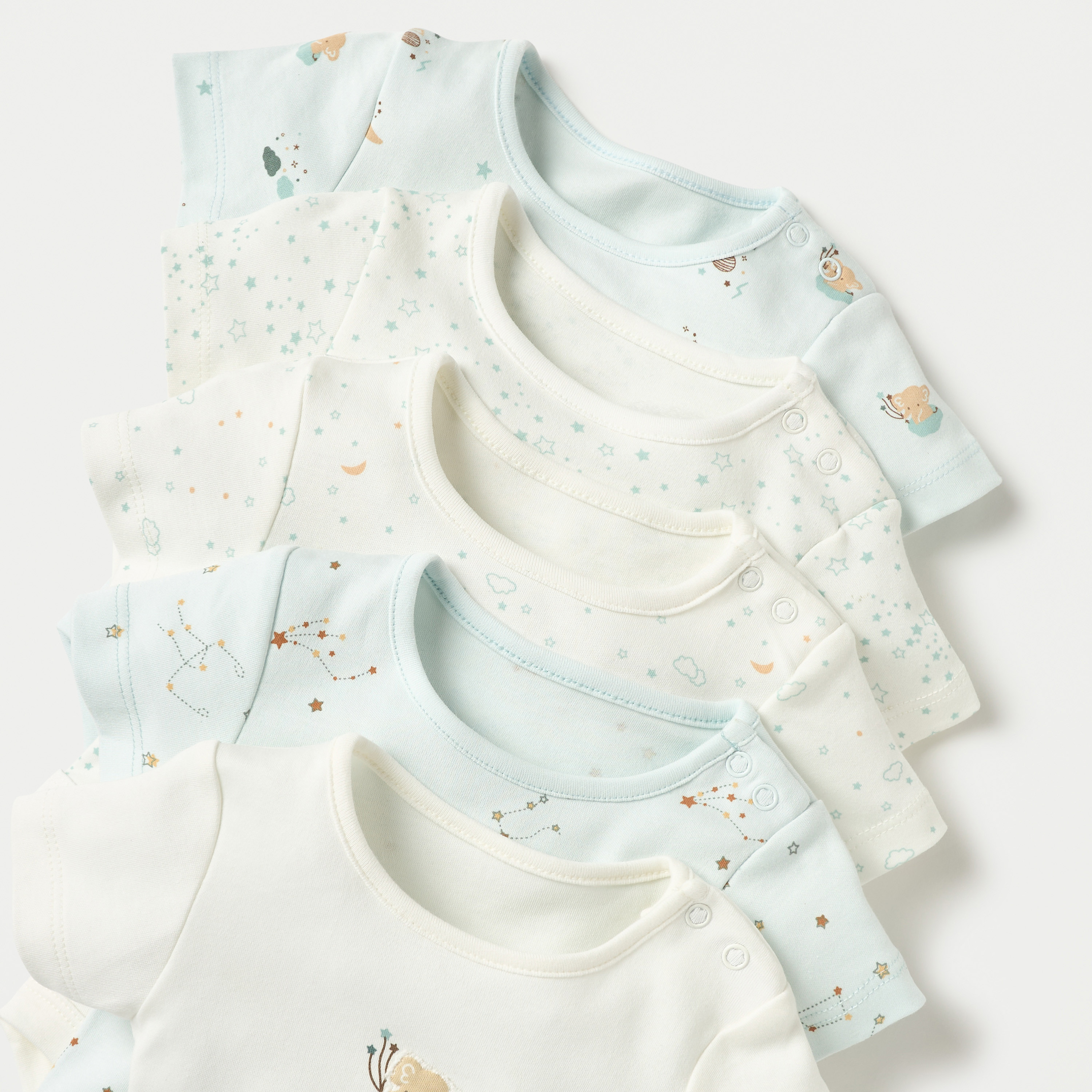 بودي سوت بطبعات وأزرار إغلاق وأكمام قصيرة من جونيورز - طقم 5 قطع-baby-boys-clothing-multipacks-image-3