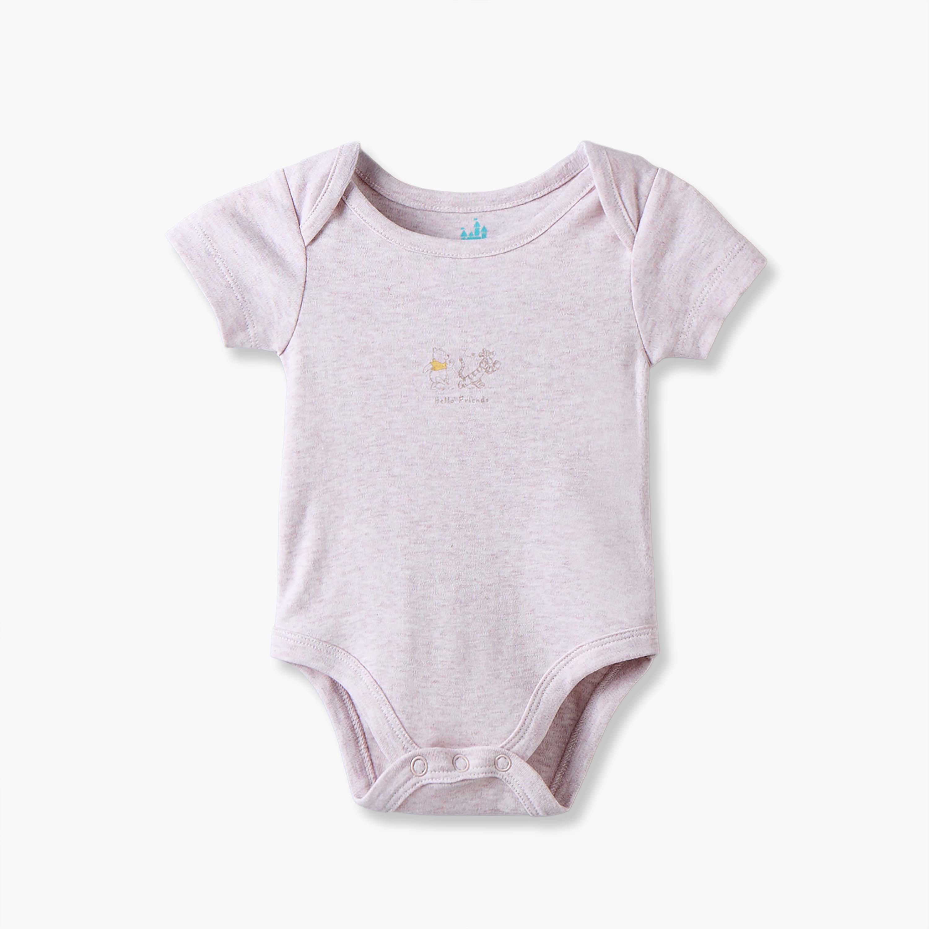 Pack of 4 Disney Cotton Round Neck Short Sleeves Bodysuit with Winnie the Pooh Print-baby-girls-clothing-bodysuits-image-3