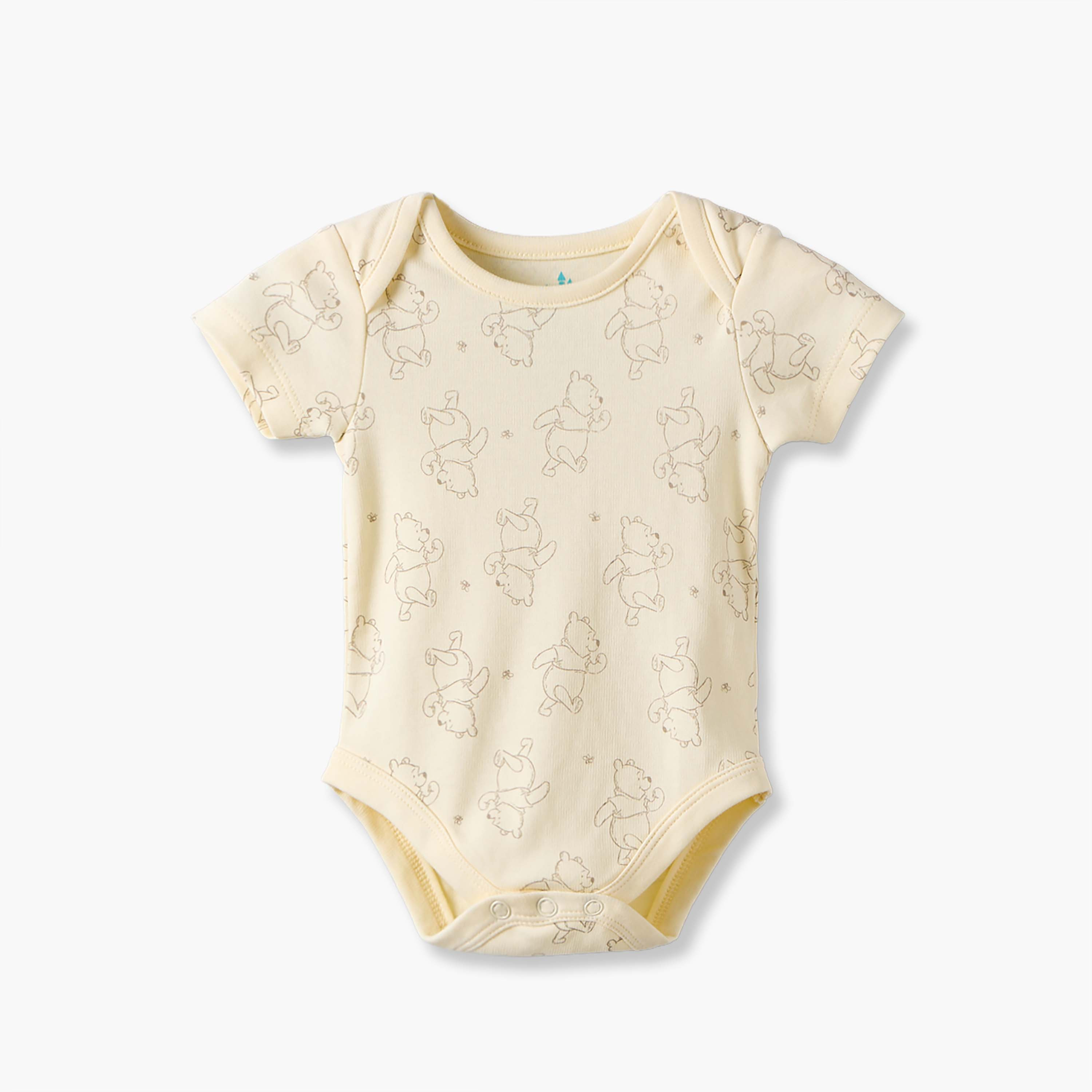 Pack of 4 Disney Cotton Round Neck Short Sleeves Bodysuit with Winnie the Pooh Print-baby-girls-clothing-bodysuits-image-5