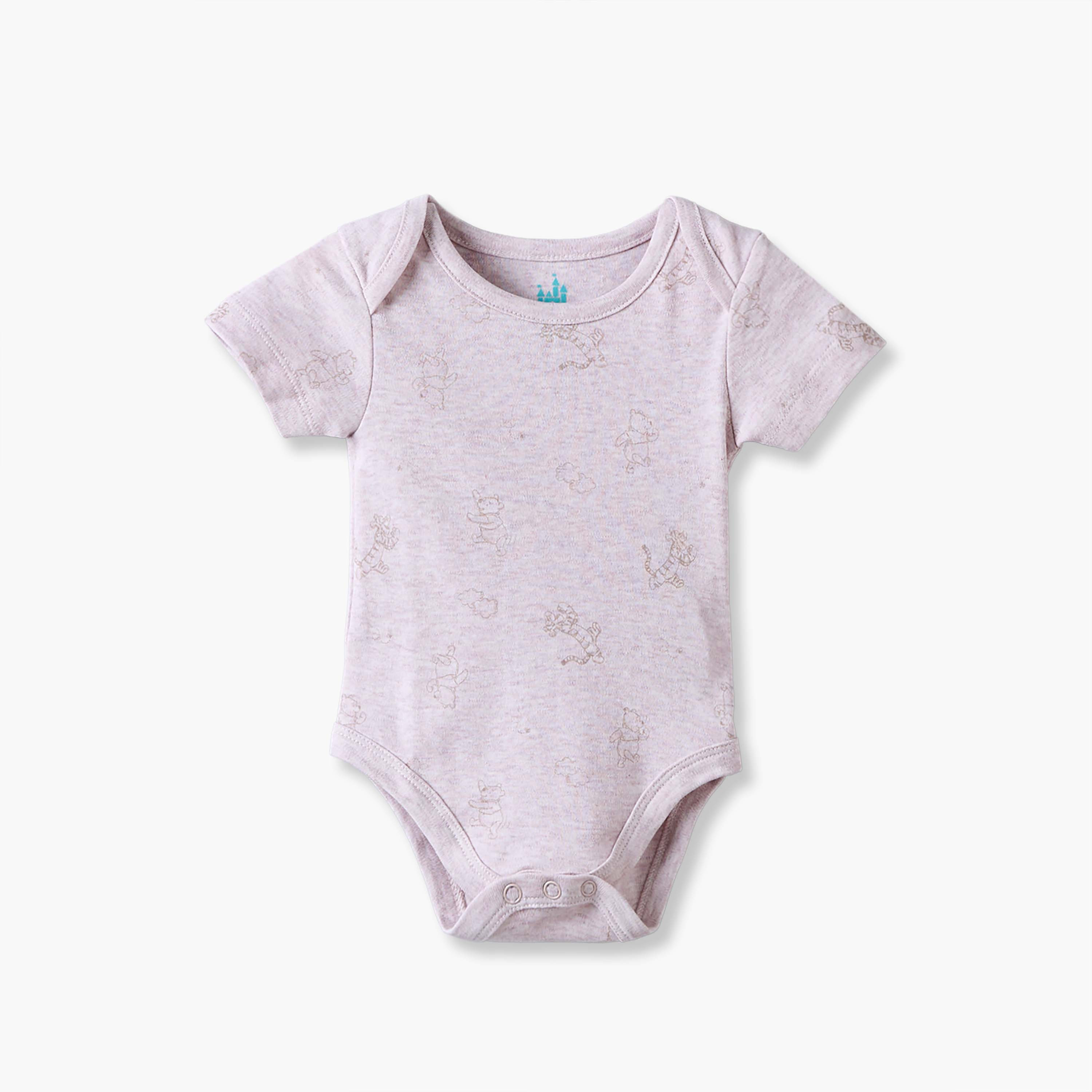 Pack of 4 Disney Cotton Round Neck Short Sleeves Bodysuit with Winnie the Pooh Print-baby-girls-clothing-bodysuits-image-6
